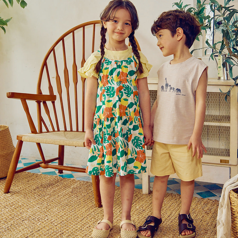 Aloha Floral Print Summer Tank Cami Dress-Dress - Kids-ToTo Heros-