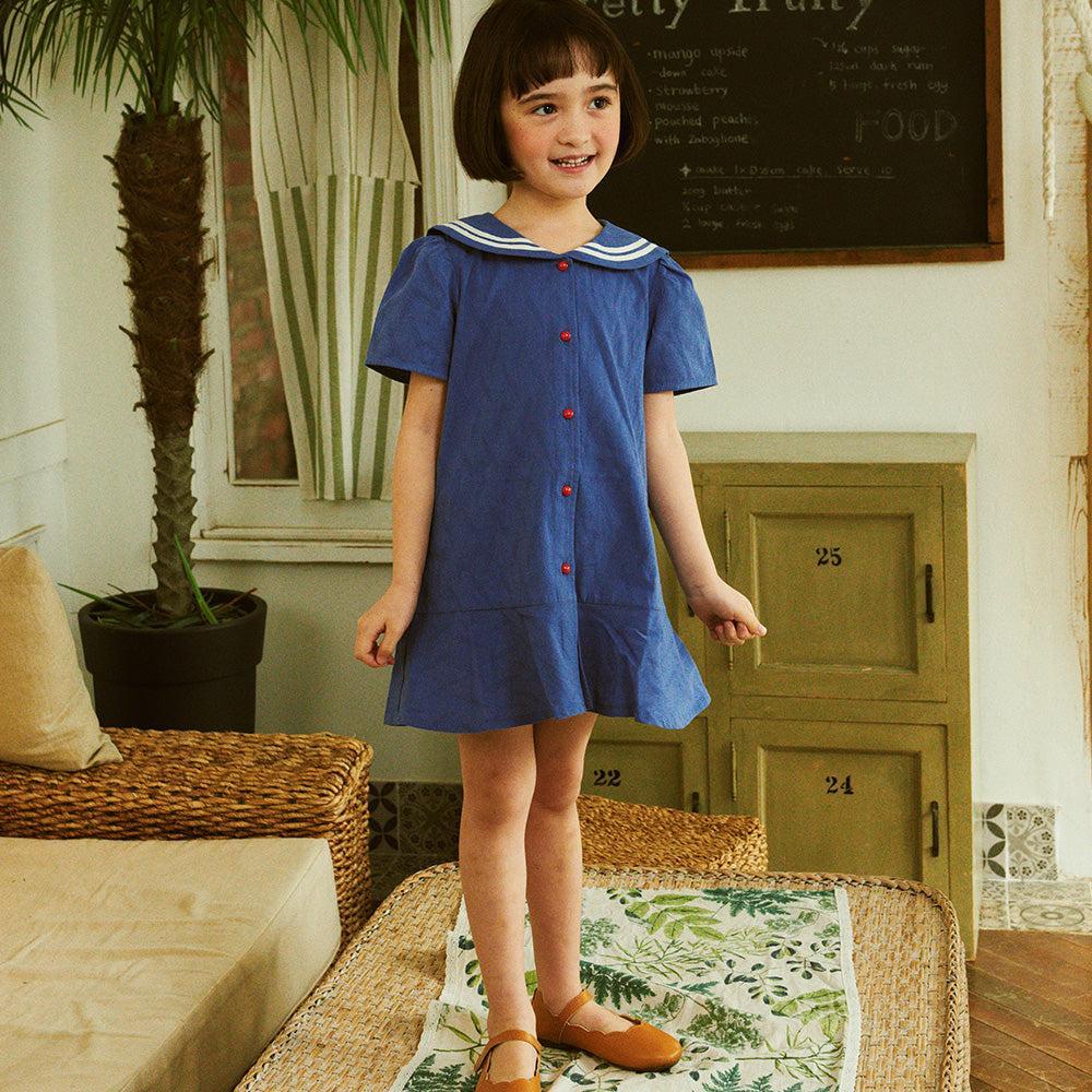Amy Textured Sailor-Collared Dress-Dress - Kids-ToTo Heros-
