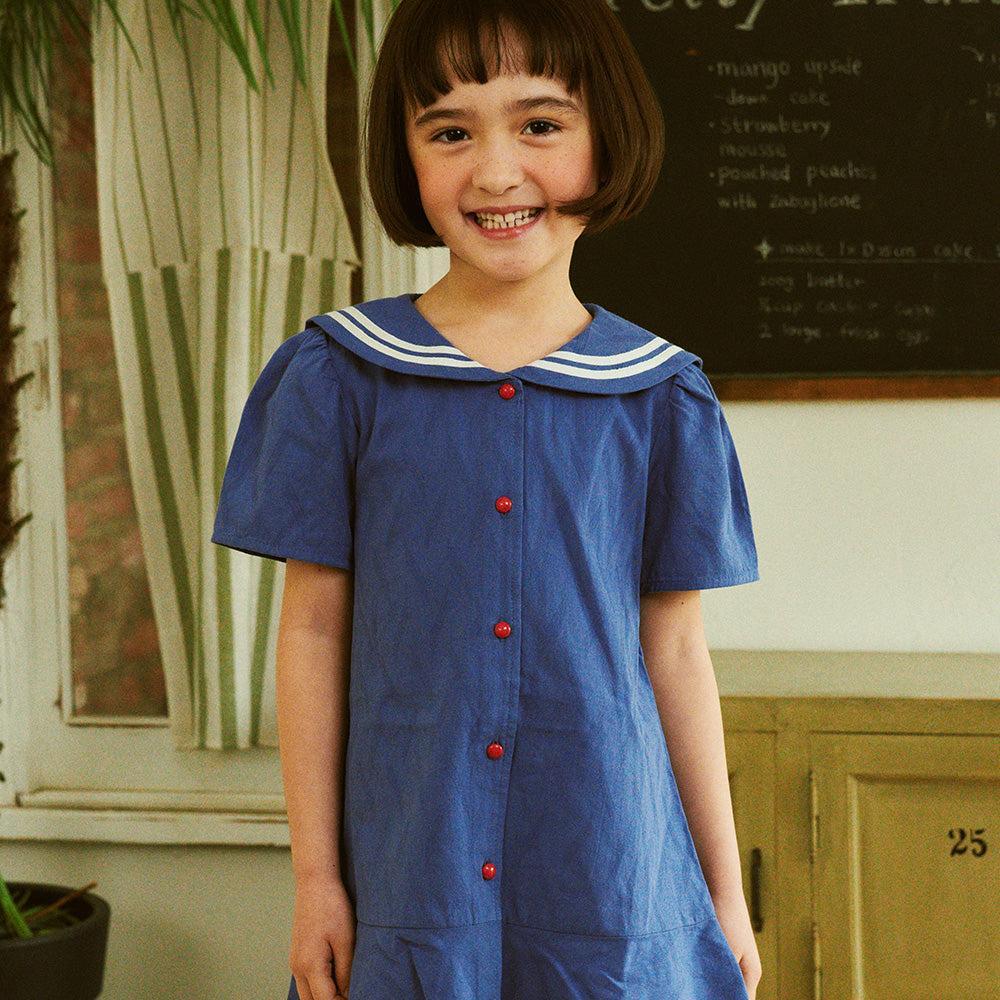 Amy Textured Sailor-Collared Dress-Dress - Kids-ToTo Heros-