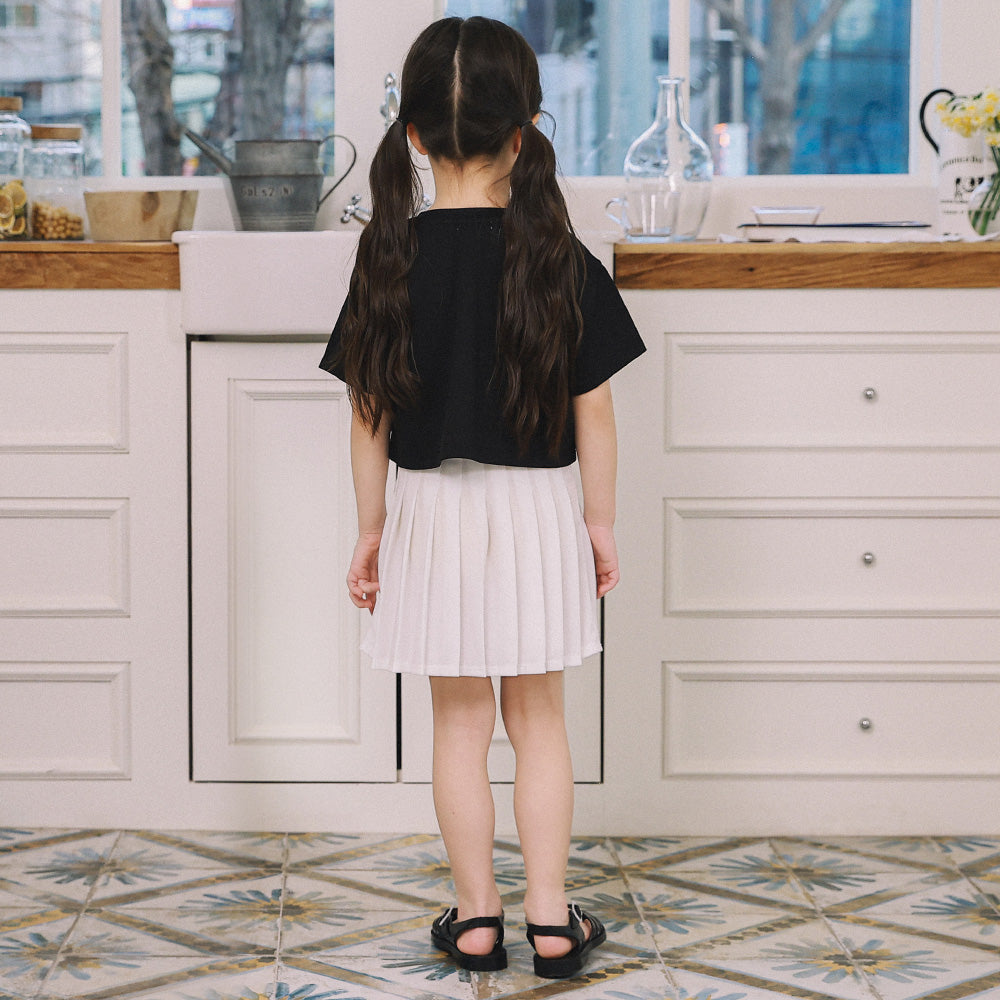 Aya Cropped Mesh T-Shirt & Pleated Tank Dress Set-Top & Skirt Set - Kids-ToTo Heros-
