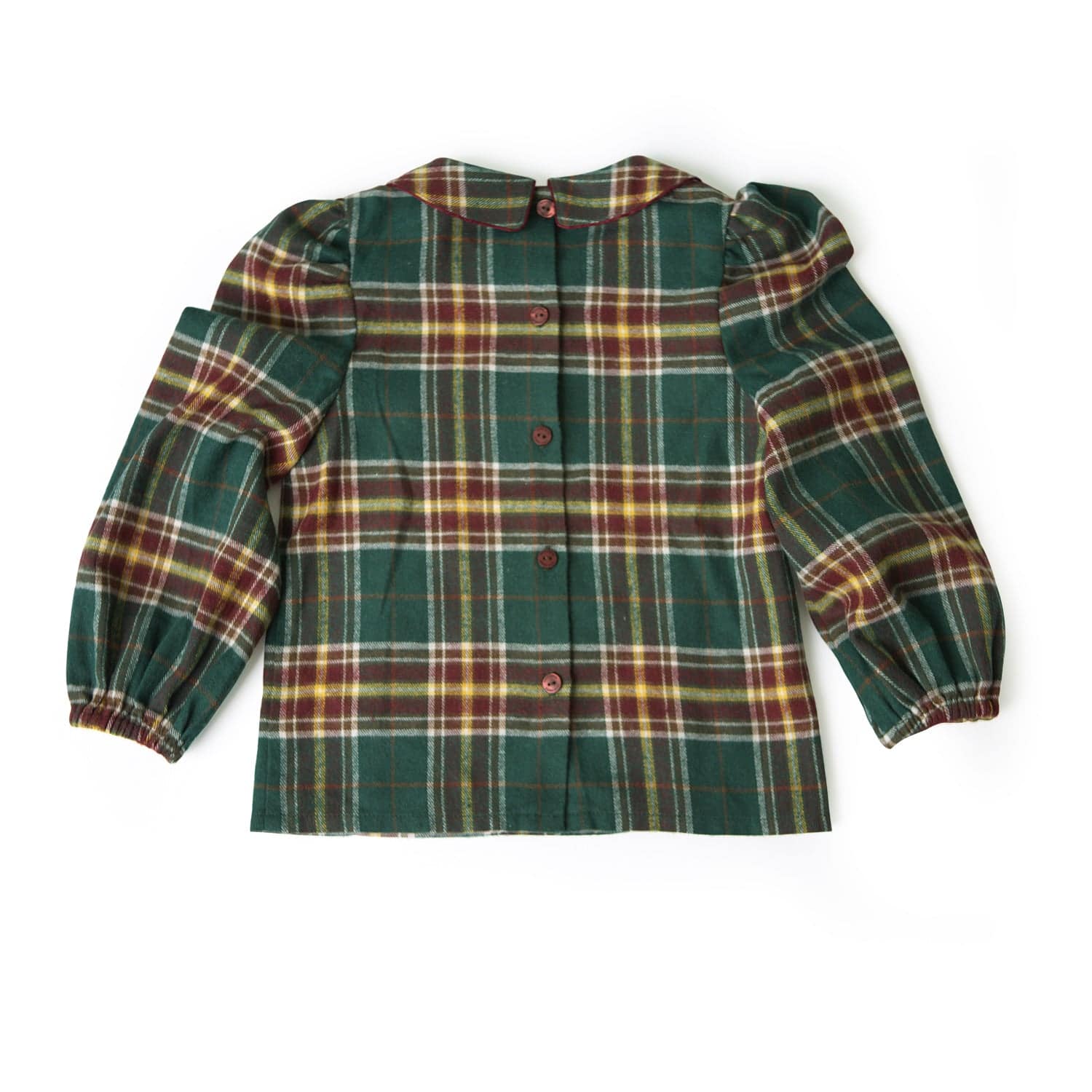 Bella Puff Shoulder Checkered Blouse-Button Down Shirt - Kids-ToTo Heros-ToTo Heros l Premium Children's Clothing