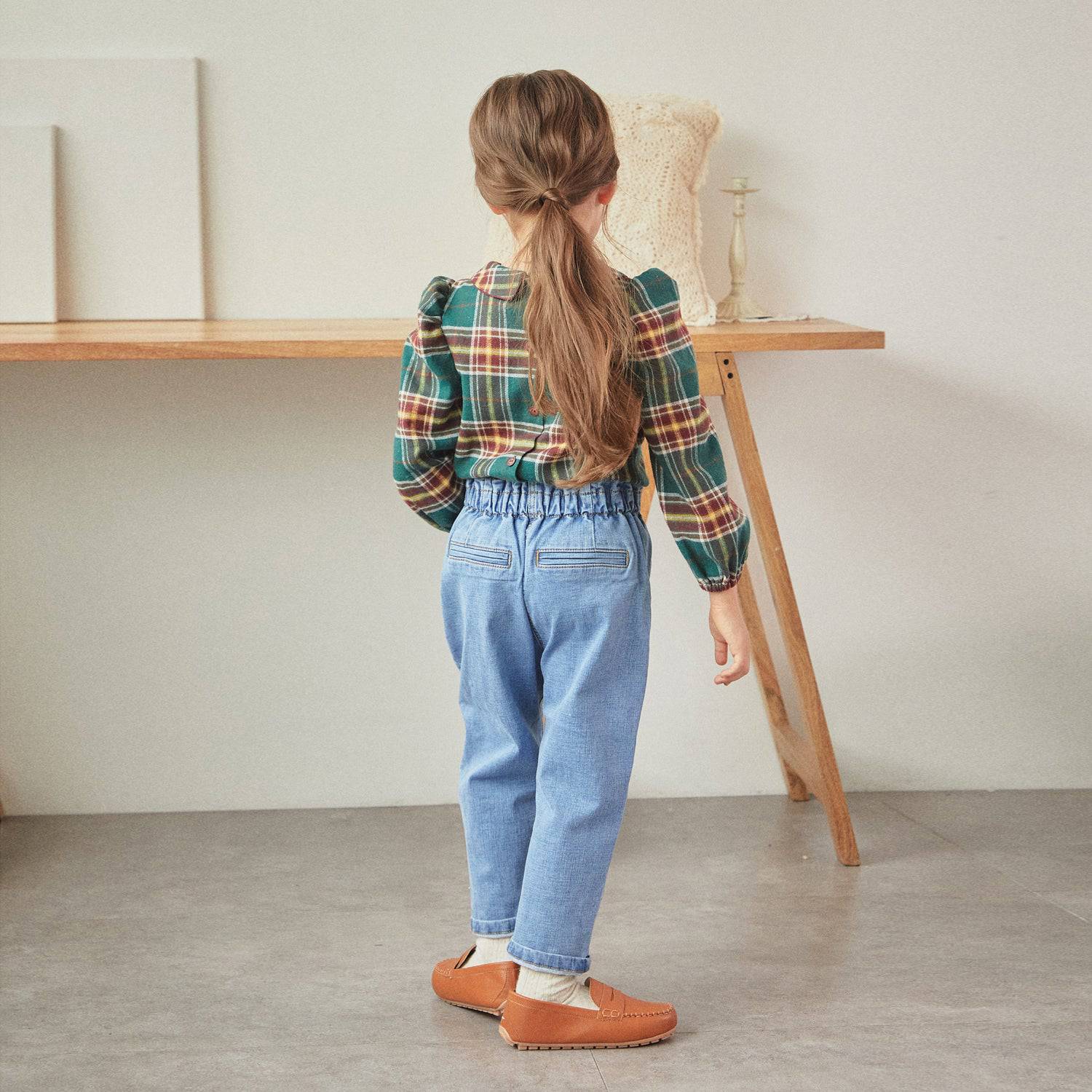 Bella Puff Shoulder Checkered Blouse-Button Down Shirt - Kids-ToTo Heros-ToTo Heros l Premium Children's Clothing