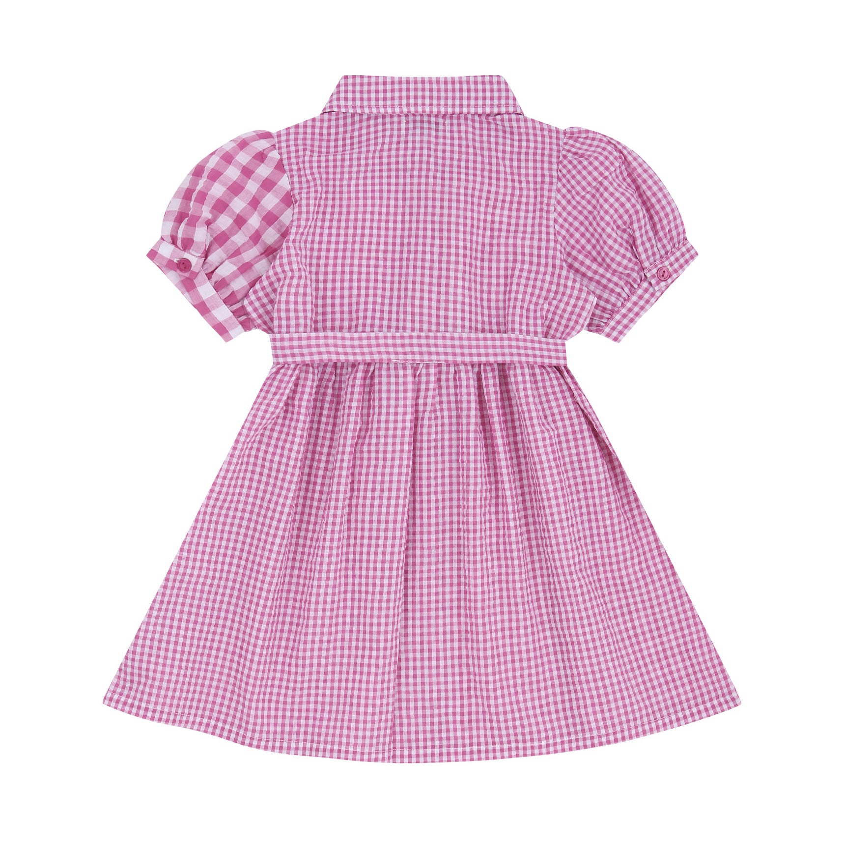 Bianca Puff-Sleeve Multi-Checkered Shirt Dress-Dress - Kids-ToTo Heros-
