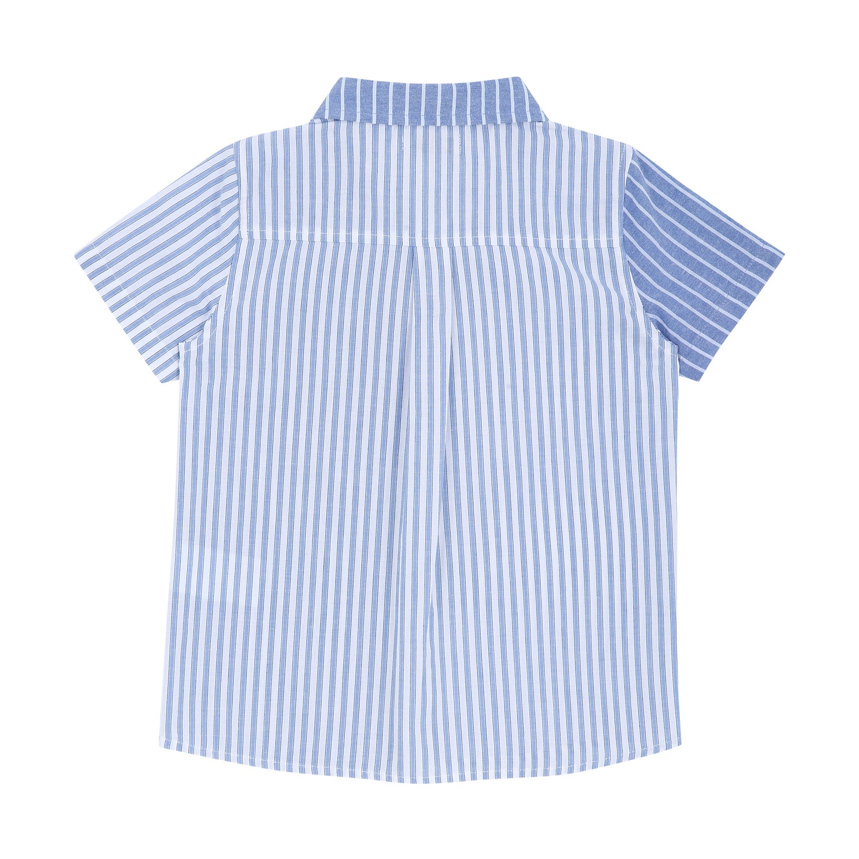 Blue Multi Striped Short Sleeve Button Down Shirt-Button Down Shirt - Kids-ToTo Heros-