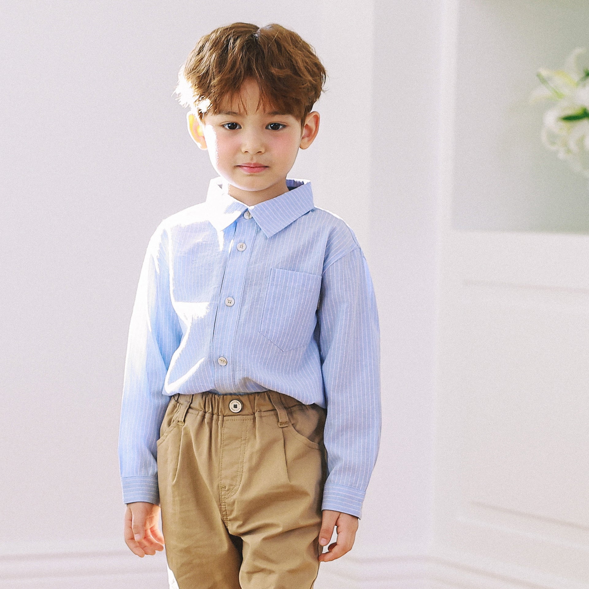 Blue Striped Button Down Shirt-Button Down Shirt - Kids-ToTo Heros-ToTo Heros l Premium Children's Clothing