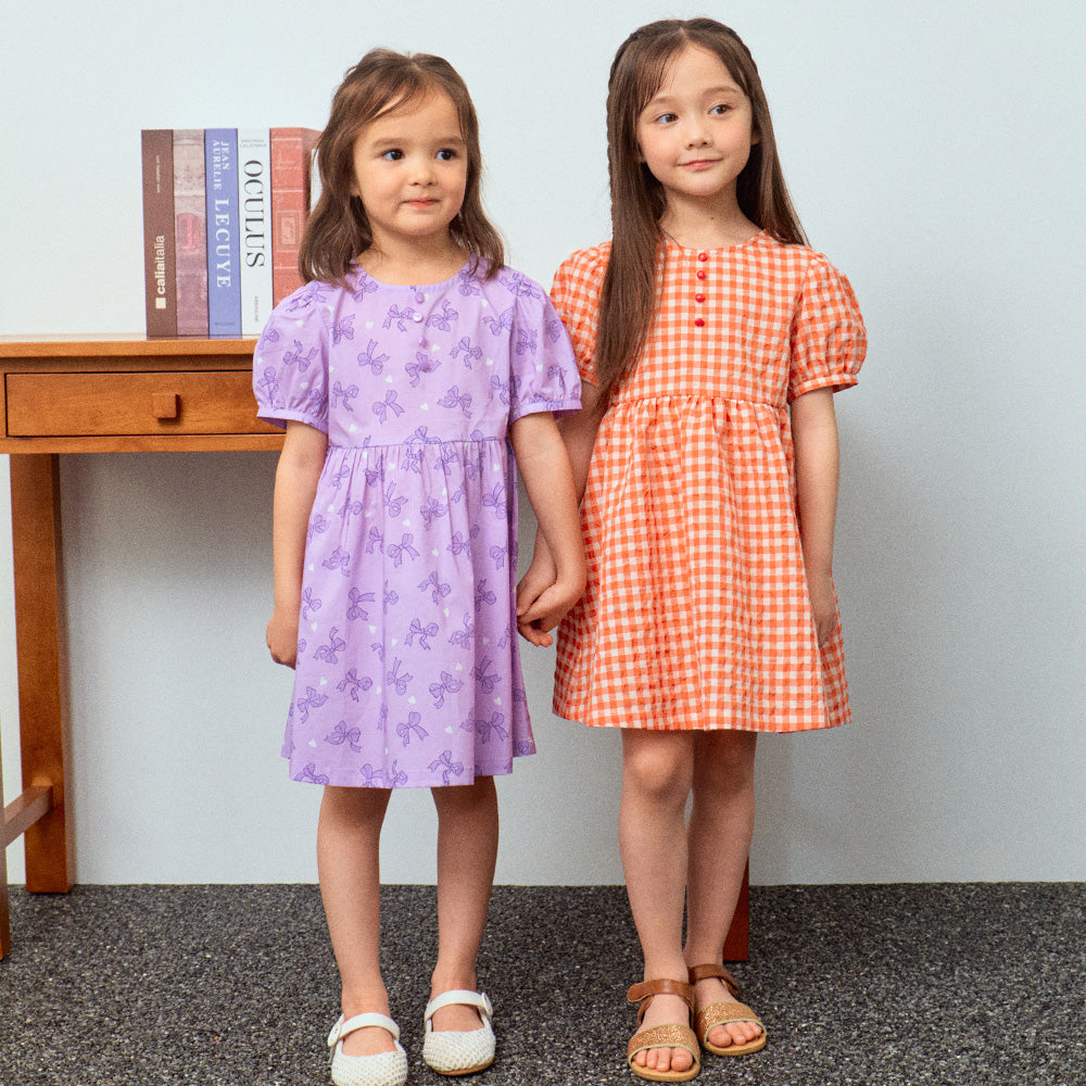 Brianna Round Neck Balloon Sleeve Summer Vacation Dress-Dress - Kids-ToTo Heros-