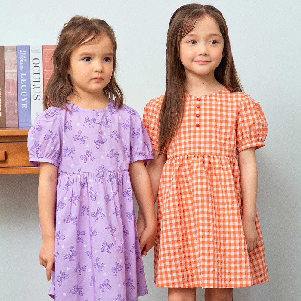 Brianna Round Neck Balloon Sleeve Summer Vacation Dress-Dress - Kids-ToTo Heros-