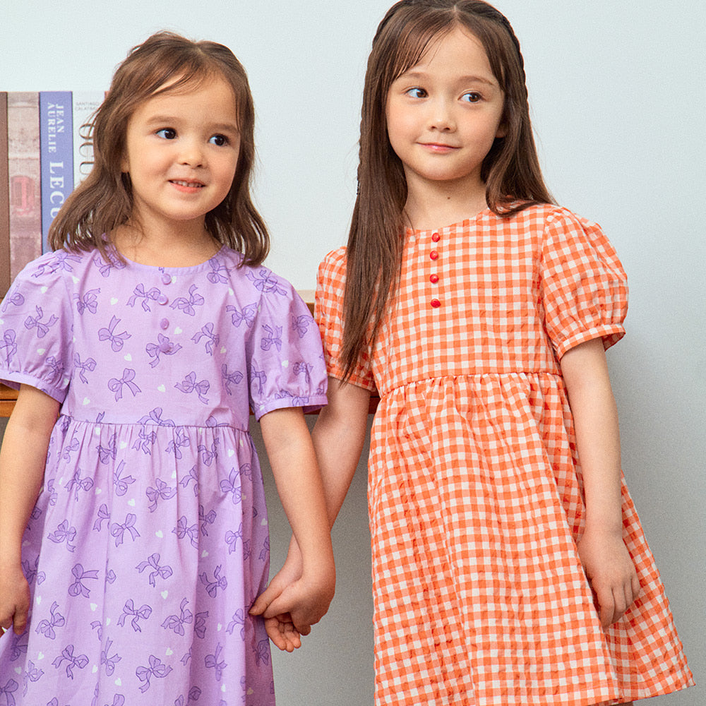 Brianna Round Neck Balloon Sleeve Summer Vacation Dress-Dress - Kids-ToTo Heros-