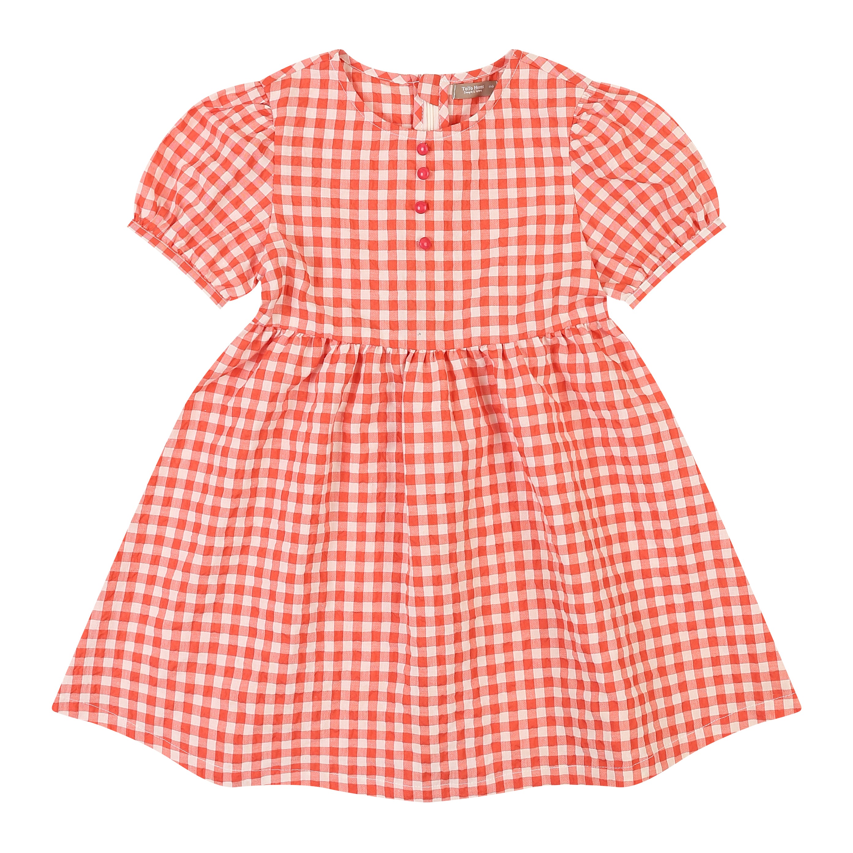 Brianna Round Neck Balloon Sleeve Summer Vacation Dress-Dress - Kids-ToTo Heros-Red-XXS-