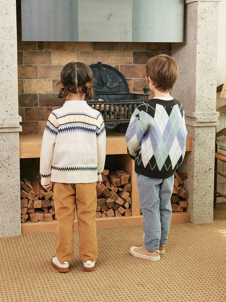 Coby Multi Color Argyle Pattern Knit Cardigan-Cardigan - Kids-ToTo Heros-ToTo Heros l Premium Children's Clothing