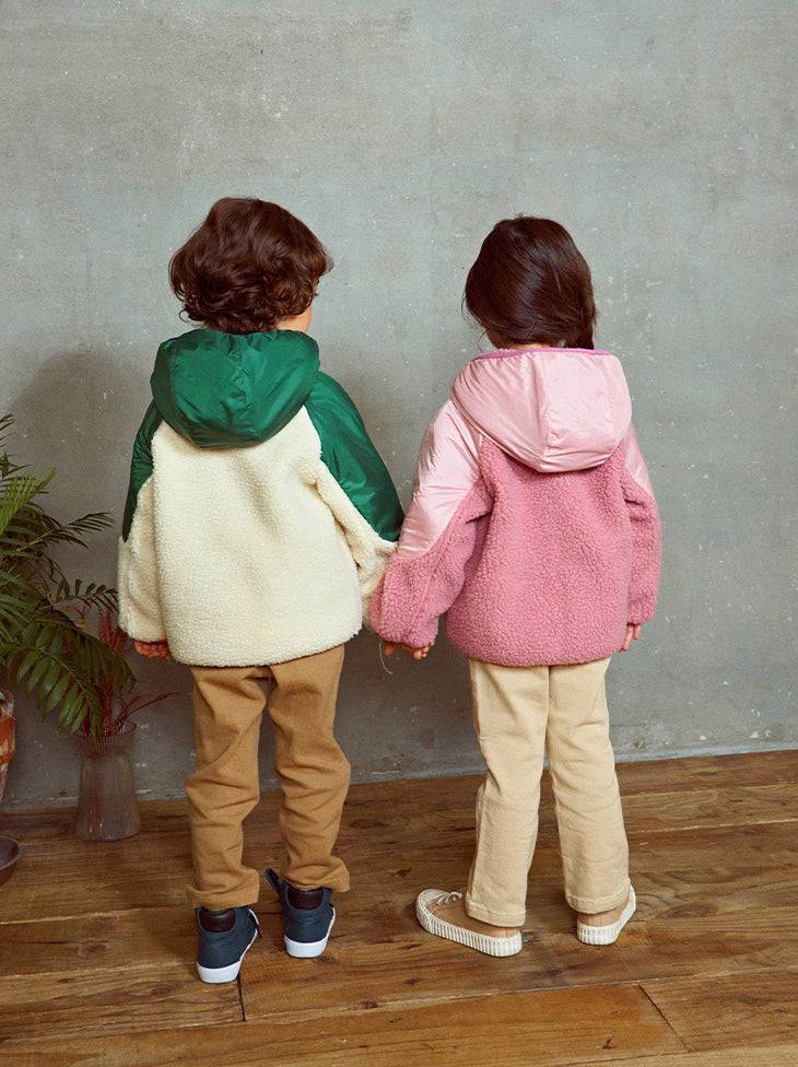 Color Contrast Fleece Hooded Jacket-Jacket - Kids-ToTo Heros-ToTo Heros l Premium Children's Clothing