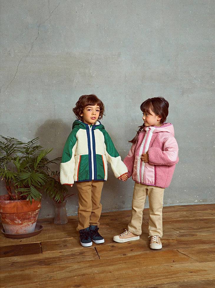 Color Contrast Fleece Hooded Jacket-Jacket - Kids-ToTo Heros-ToTo Heros l Premium Children's Clothing
