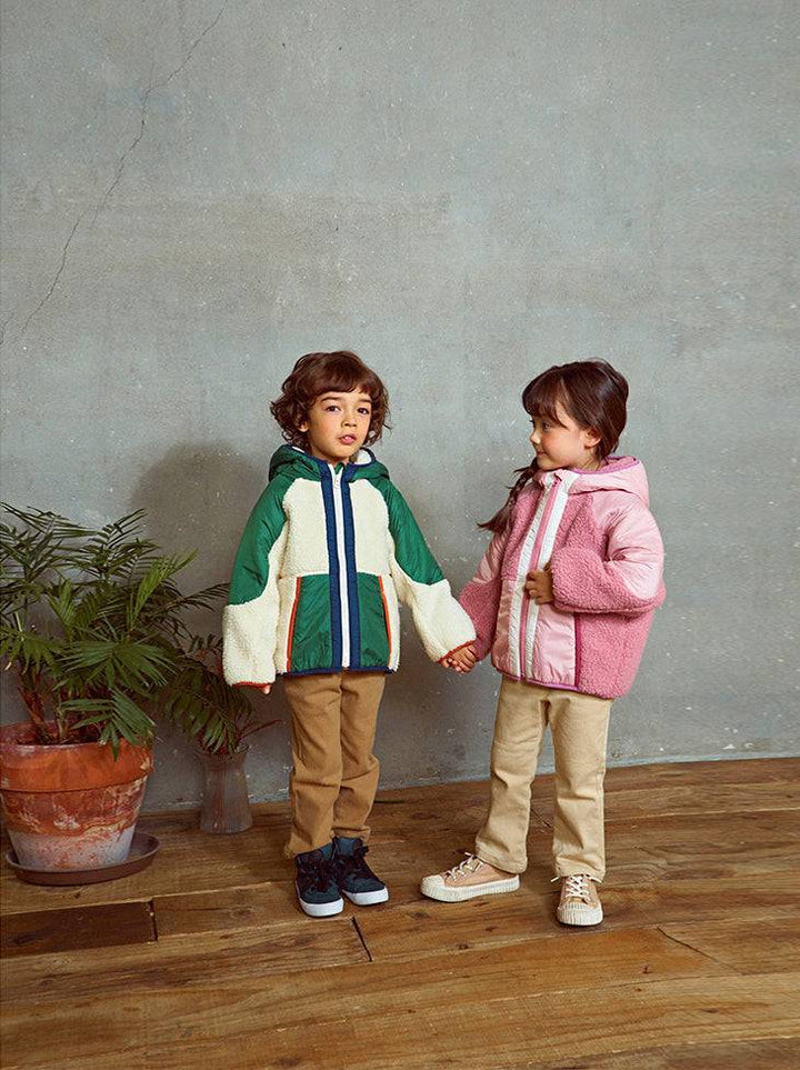 Color Contrast Fleece Hooded Jacket-Jacket - Kids-ToTo Heros-ToTo Heros l Premium Children's Clothing