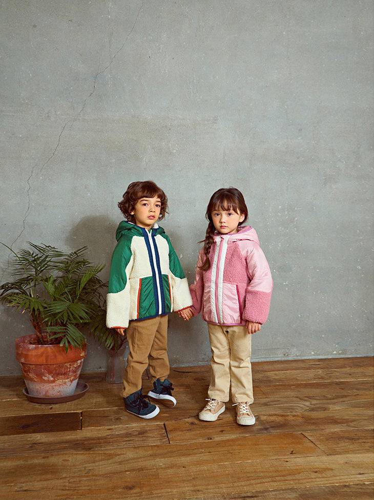 Color Contrast Fleece Hooded Jacket-Jacket - Kids-ToTo Heros-ToTo Heros l Premium Children's Clothing