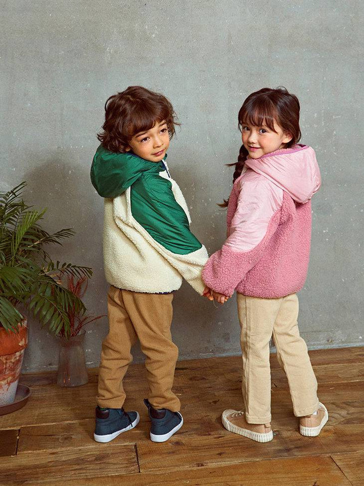 Color Contrast Fleece Hooded Jacket-Jacket - Kids-ToTo Heros-ToTo Heros l Premium Children's Clothing
