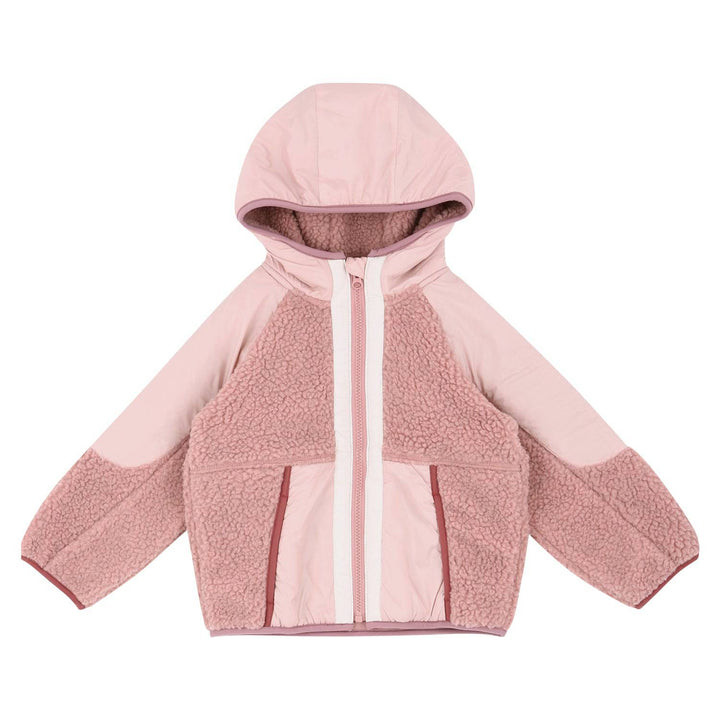 Color Contrast Fleece Hooded Jacket-Jacket - Kids-ToTo Heros-Pink-XXS-ToTo Heros l Premium Children's Clothing