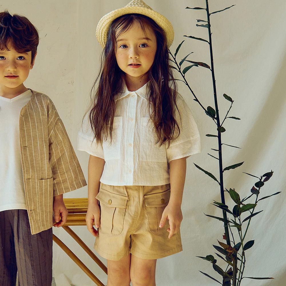 Cropped Oversized Pocket Button Down Shirt-Button Down Shirt - Kids-ToTo Heros-