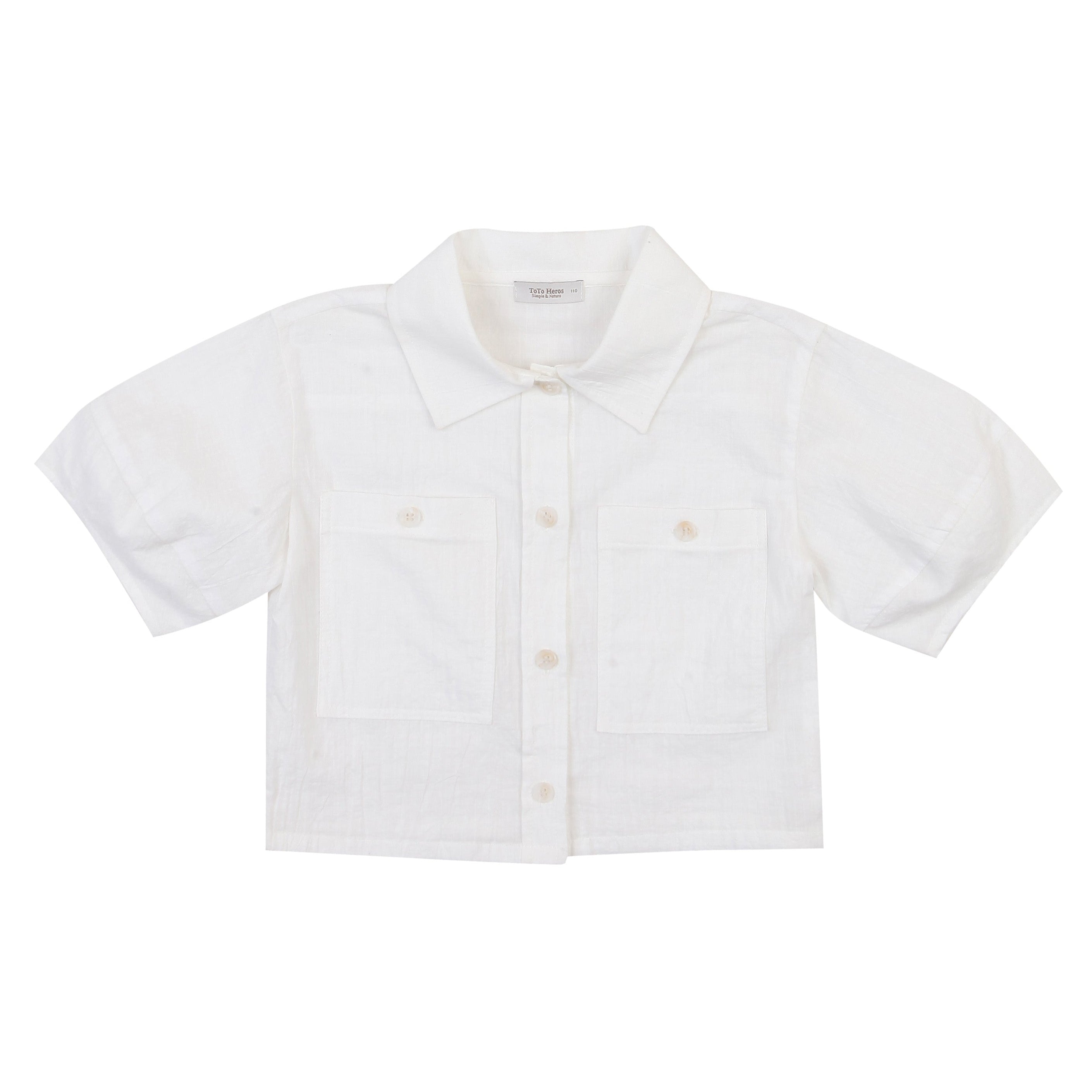 Cropped Oversized Pocket Button Down Shirt-Button Down Shirt - Kids-ToTo Heros-