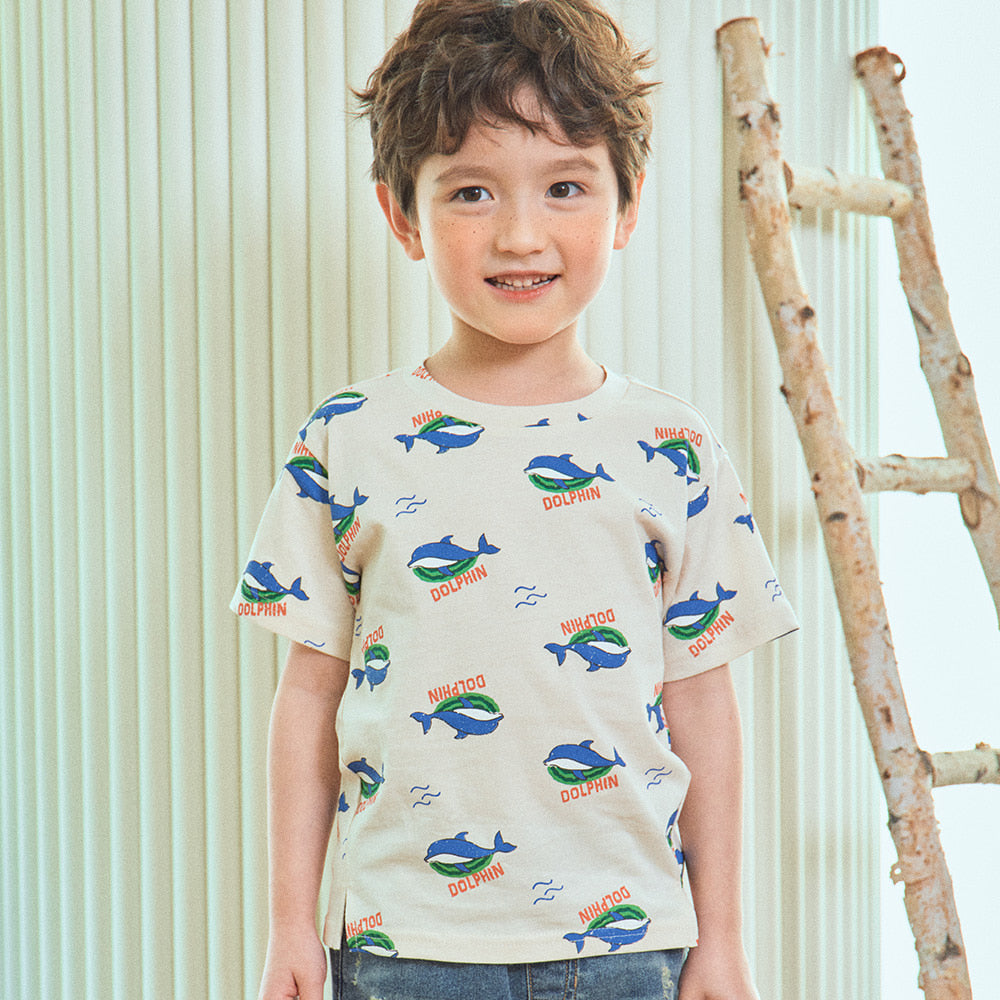 Dolphine Graphic Print Short Sleeve T-Shirt-T-Shirt - Kids-ToTo Heros-