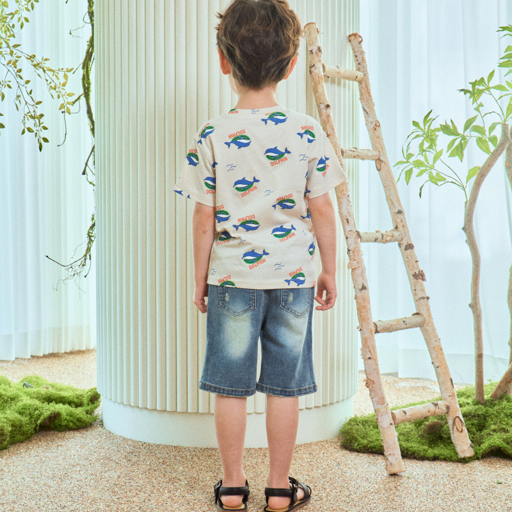 Dolphine Graphic Print Short Sleeve T-Shirt-T-Shirt - Kids-ToTo Heros-