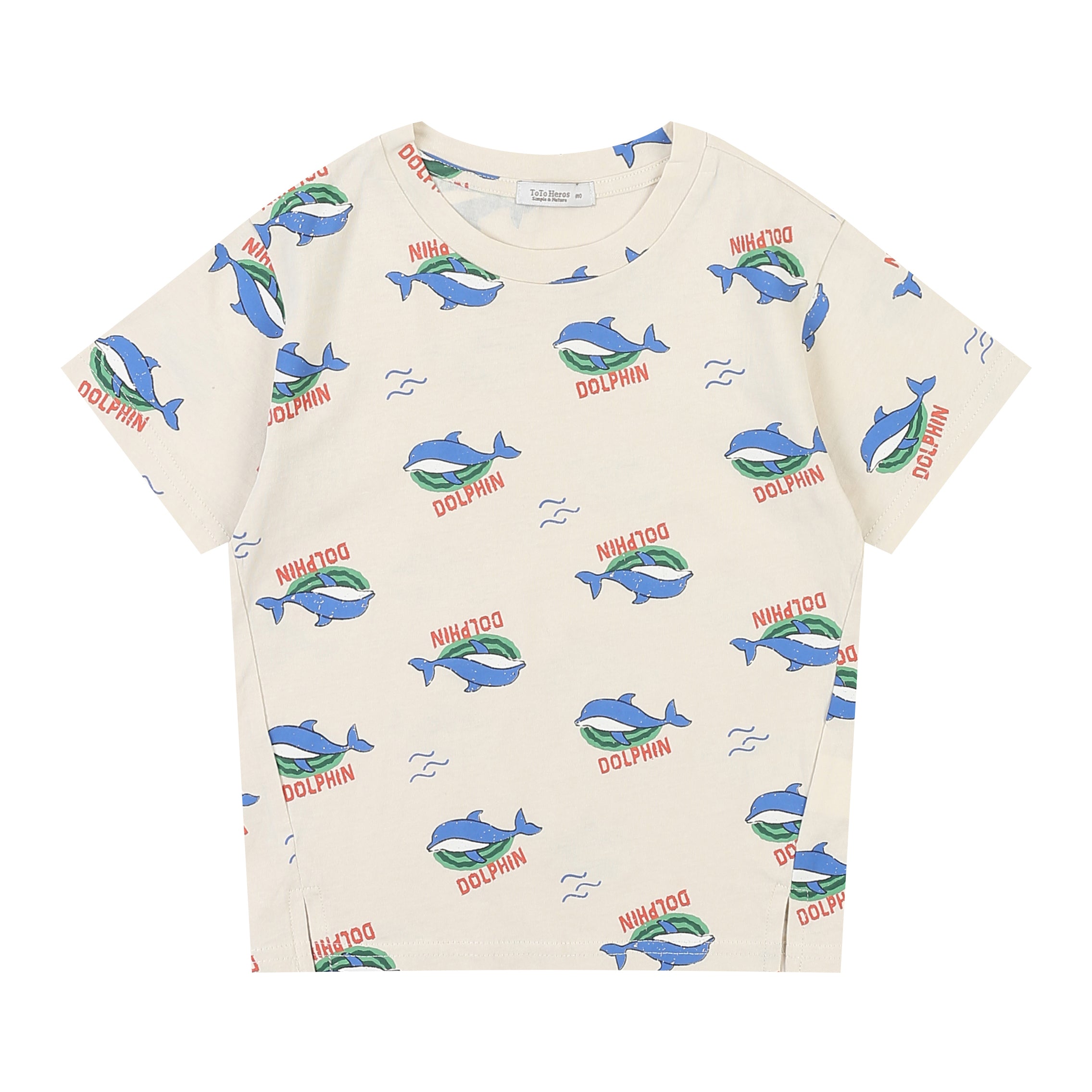 Dolphine Graphic Print Short Sleeve T-Shirt-T-Shirt - Kids-ToTo Heros-Cream-XXS-