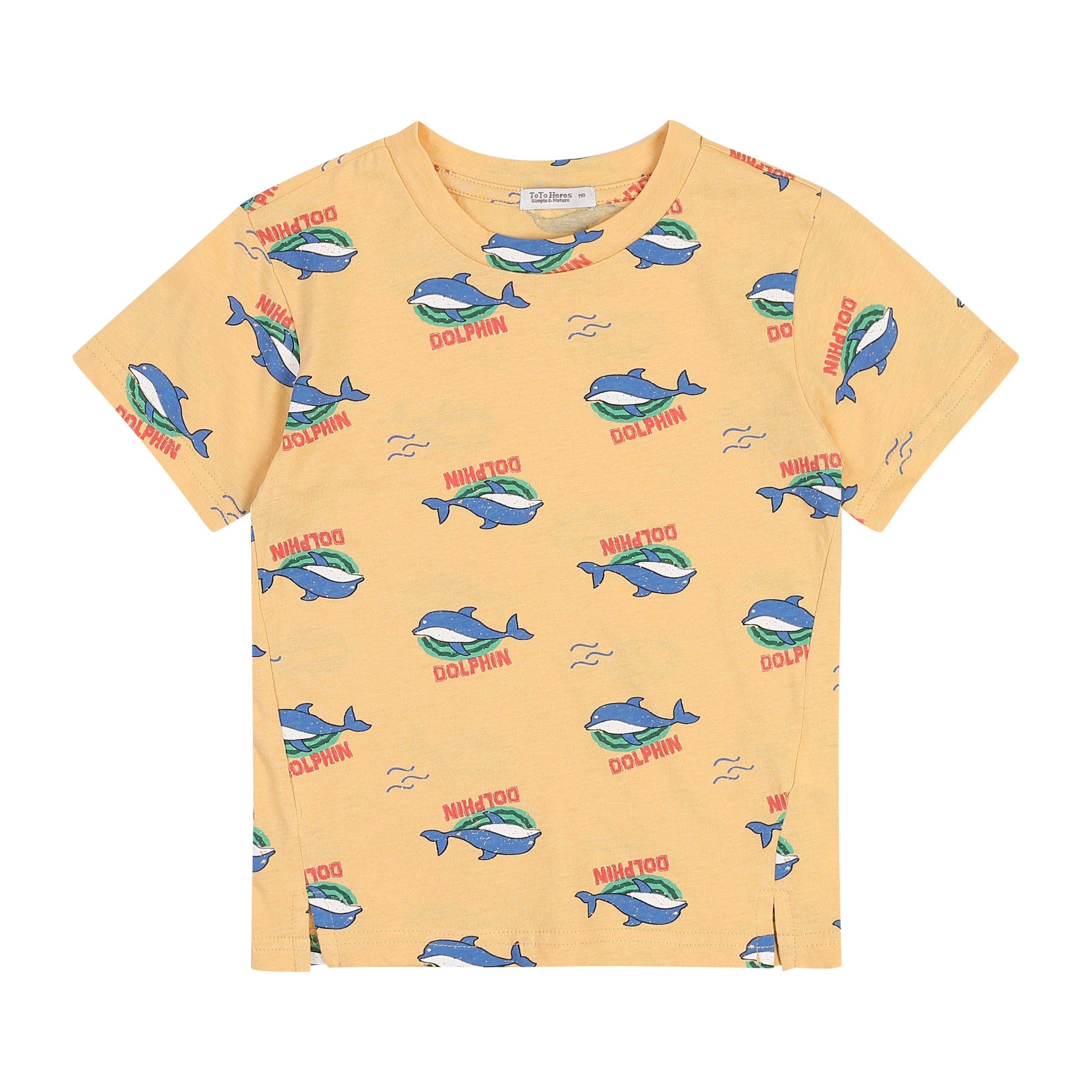 Dolphine Graphic Print Short Sleeve T-Shirt-T-Shirt - Kids-ToTo Heros-Yellow-XXS-