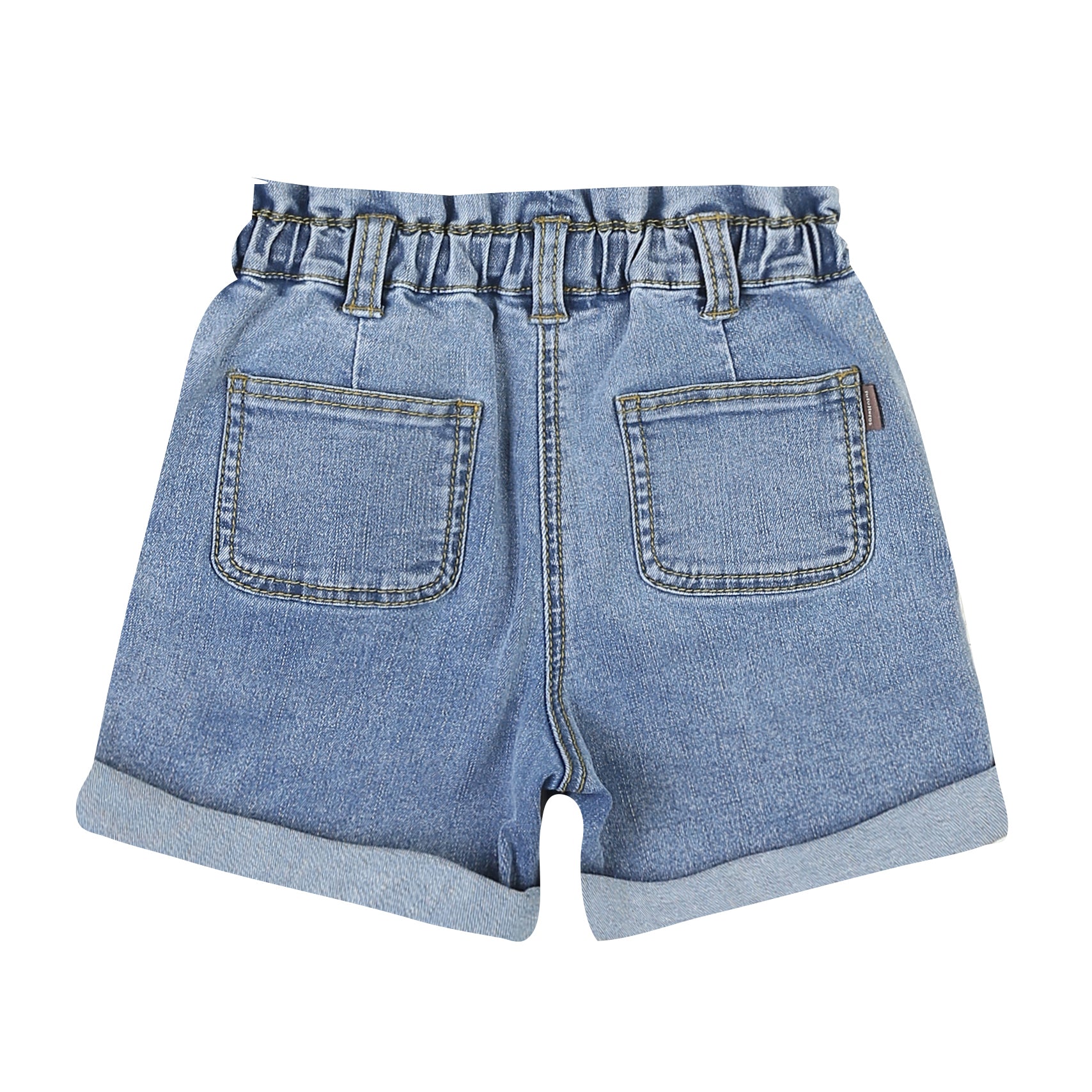 Ella High-Waist Roll-Up Hem Pull-On Summer Denim Shorts-Shorts - Kids-ToTo Heros-