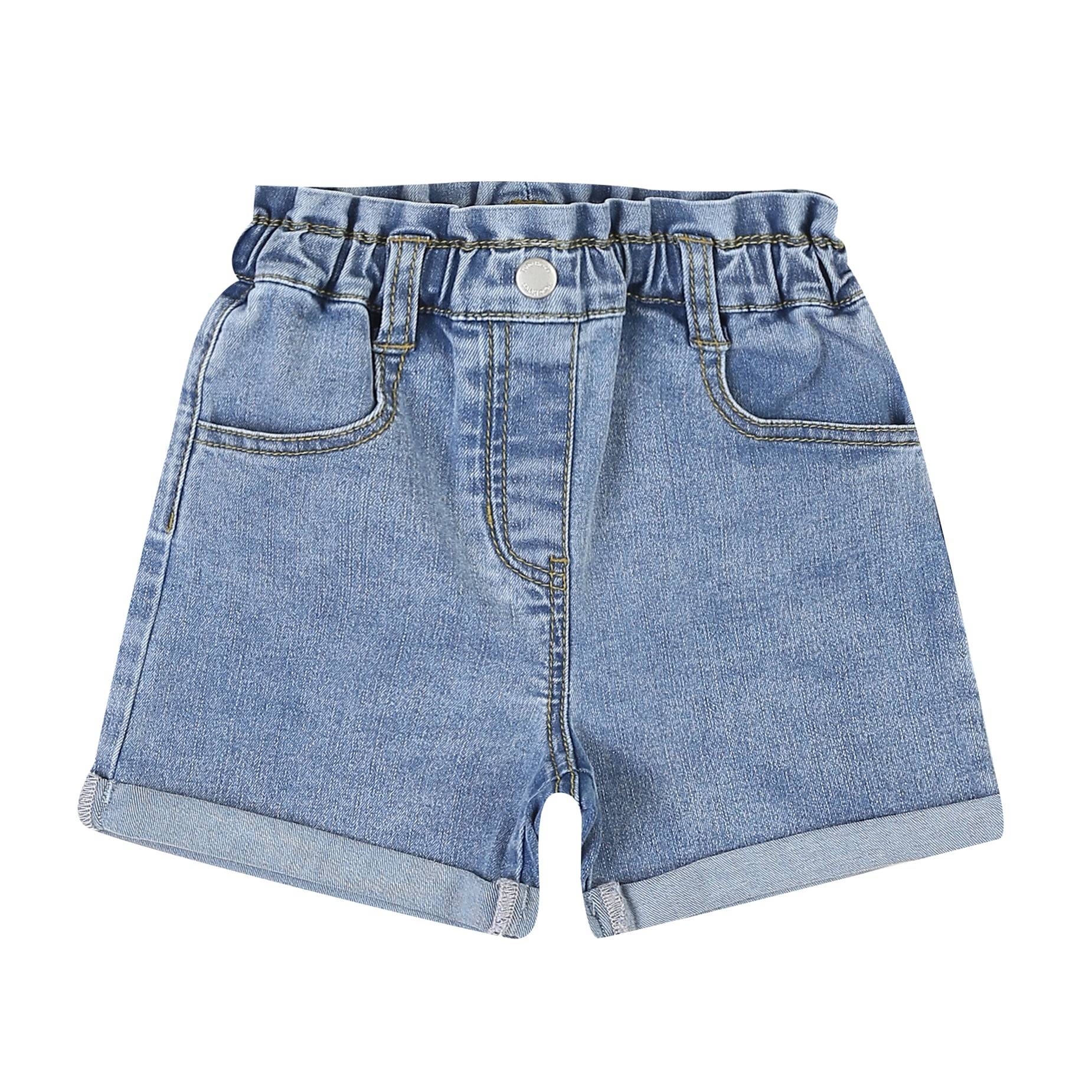 Ella High-Waist Roll-Up Hem Pull-On Summer Denim Shorts-Shorts - Kids-ToTo Heros-