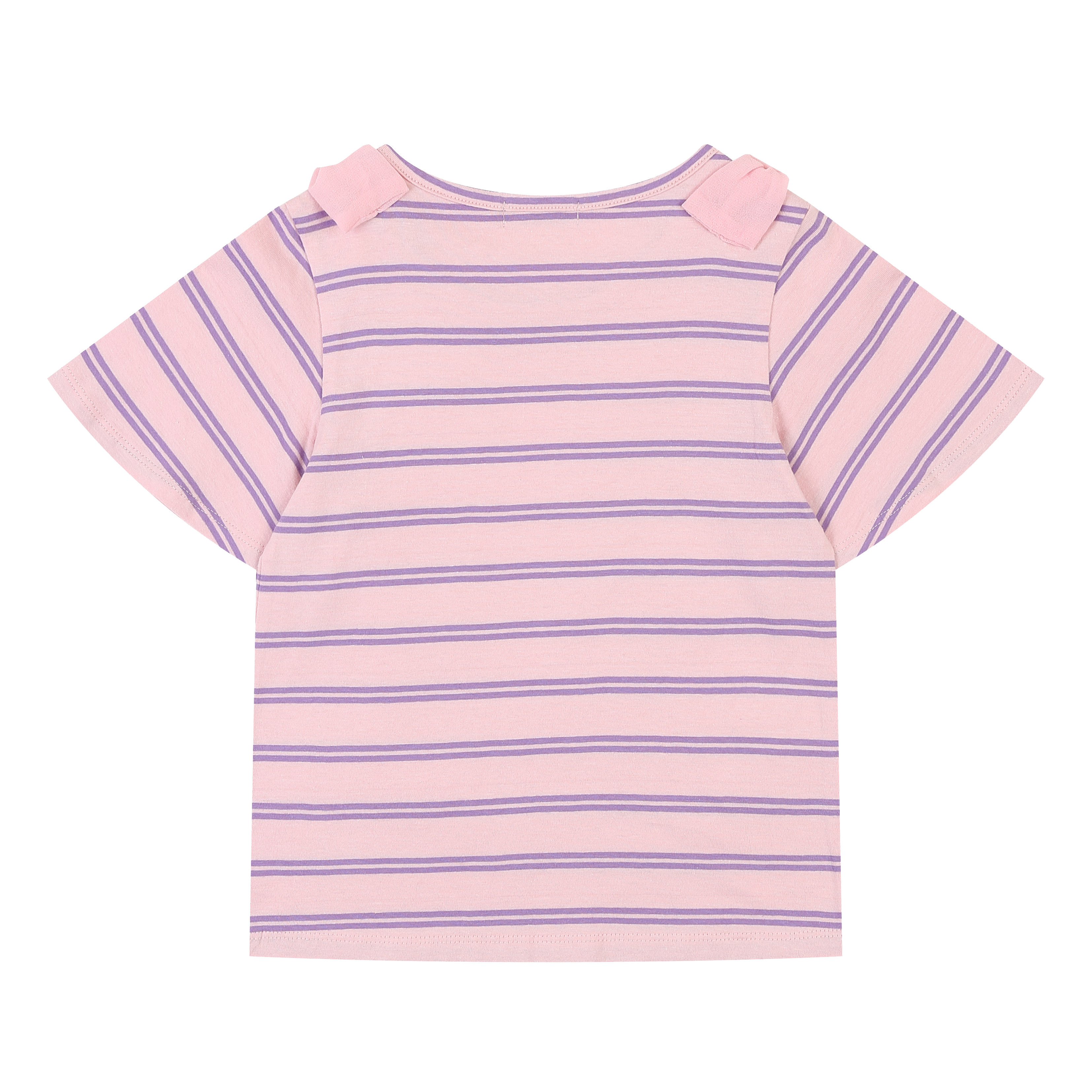 Emma Striped Wide Angel Sleeve Ribbon Detail T-Shirt-T-Shirt - Kids-ToTo Heros-