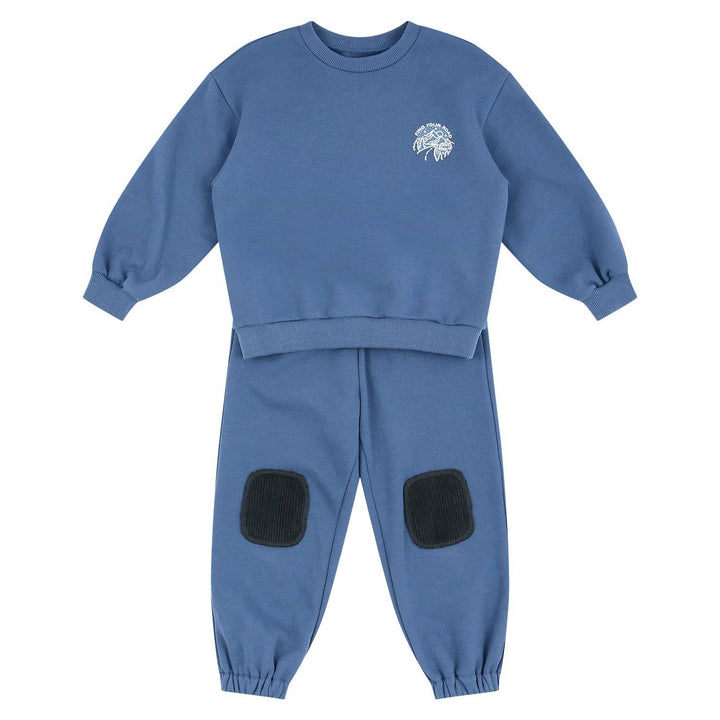 Evans Fleeced Sweatsuit Set with Elbow & Knee Patch-Top & Pant Set - Kids-ToTo Heros-Blue-XXS-ToTo Heros l Premium Children's Clothing