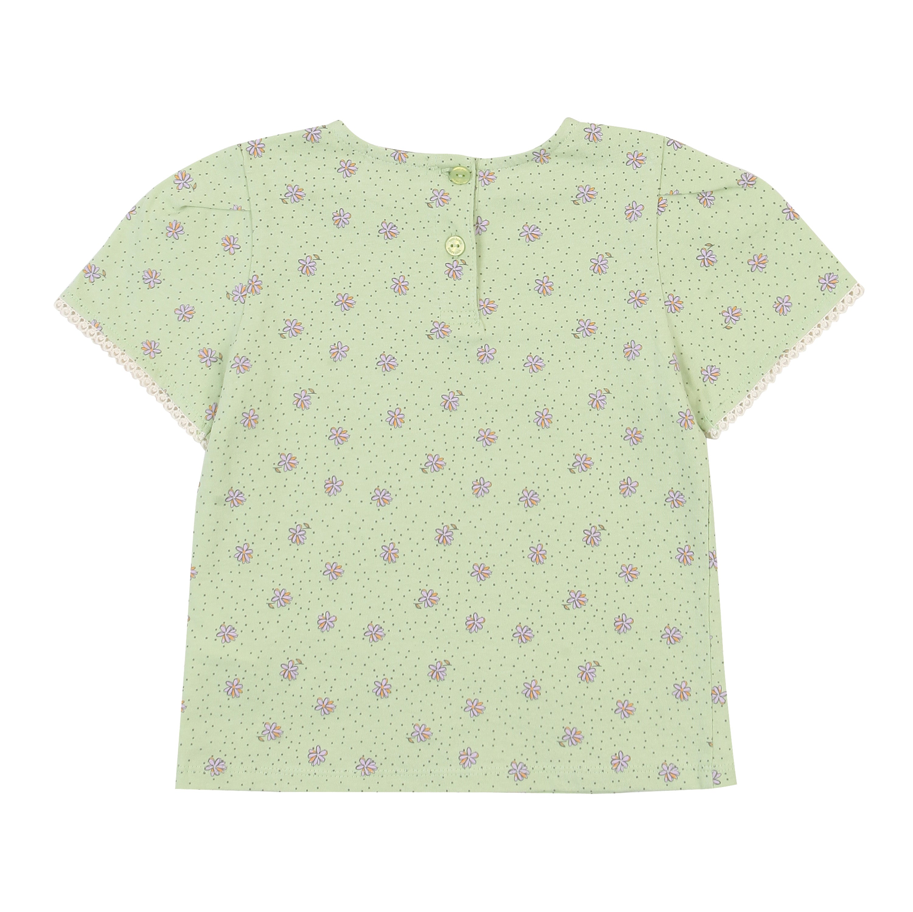 Floral Print Lace Trim Short Sleeve T-Shirt-T-Shirt - Kids-ToTo Heros-