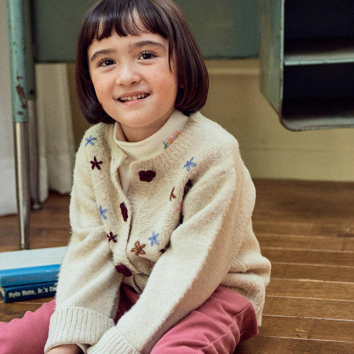 Floras Embroidery Knit Cardigan-Cardigan - Kids-ToTo Heros-ToTo Heros l Premium Children's Clothing