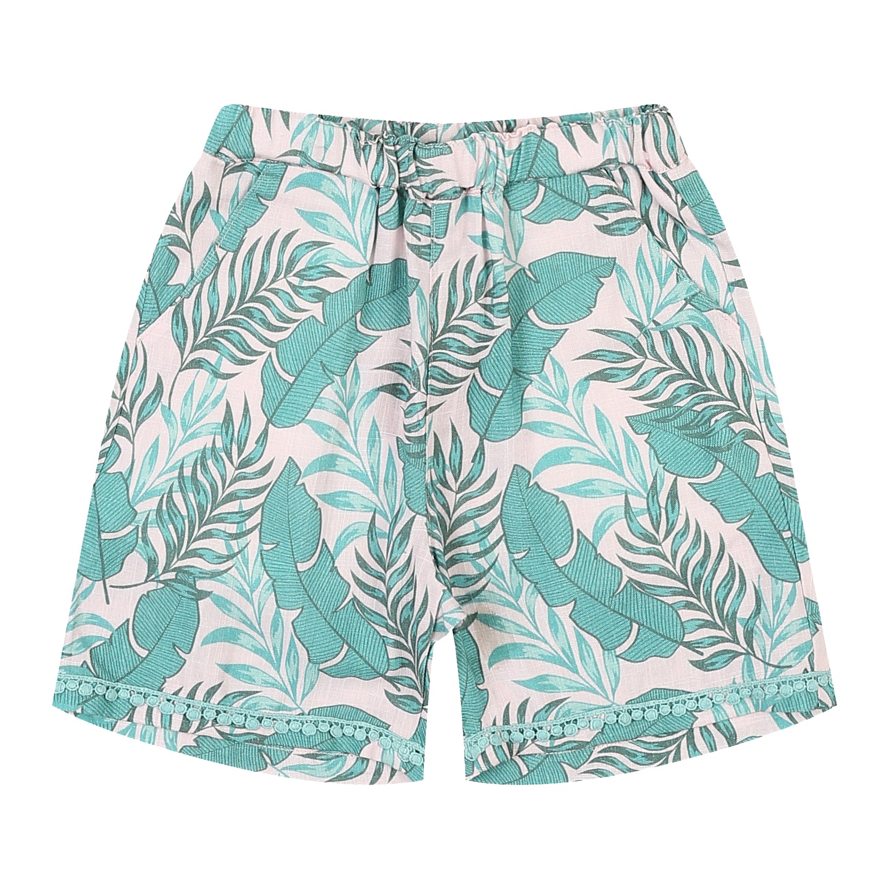 Forest Leafy Print Ruffled Hem Angel Sleeve Top & Shorts Set-Top & Skirt Set - Kids-ToTo Heros-
