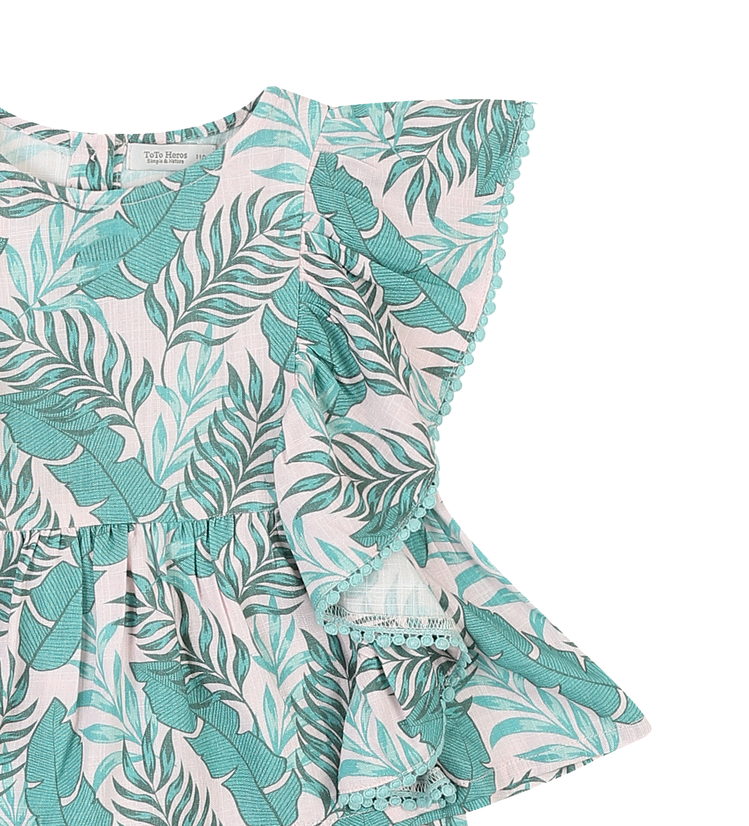 Forest Leafy Print Ruffled Hem Angel Sleeve Top & Shorts Set-Top & Skirt Set - Kids-ToTo Heros-