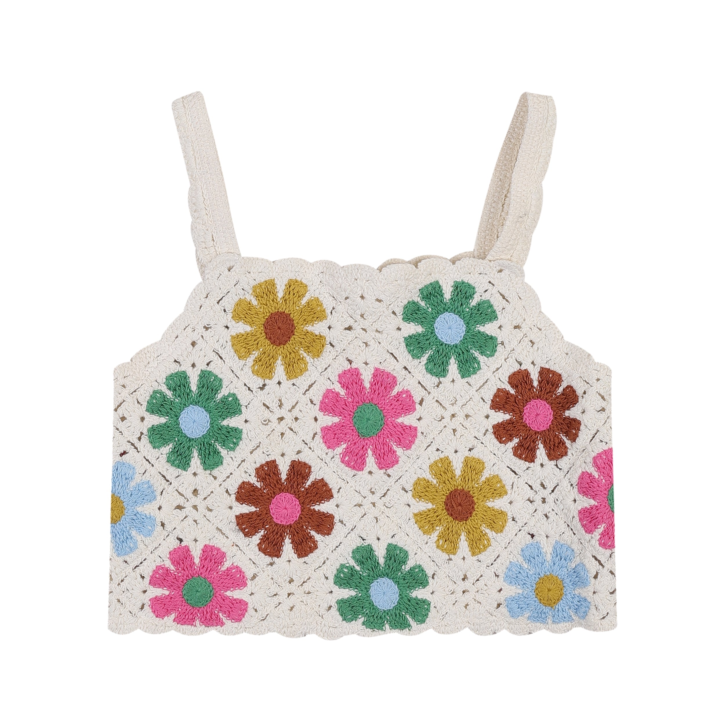 Gia Floral Pattern Crocheted Cropped Knit Vest-Sweater Vest - Kids-ToTo Heros-
