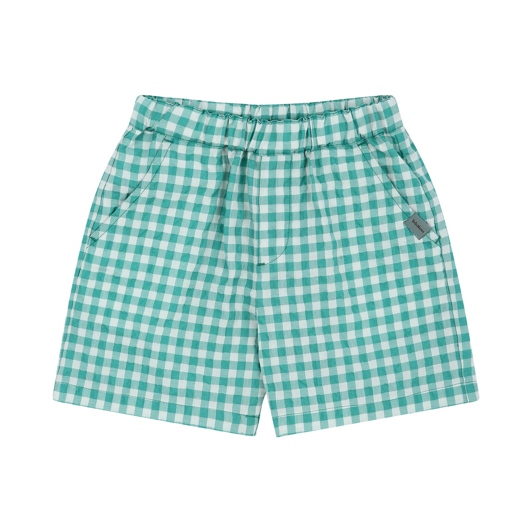 Gingham Check Pull-On Summer Shorts-Shorts - Kids-ToTo Heros-Green-XXS-