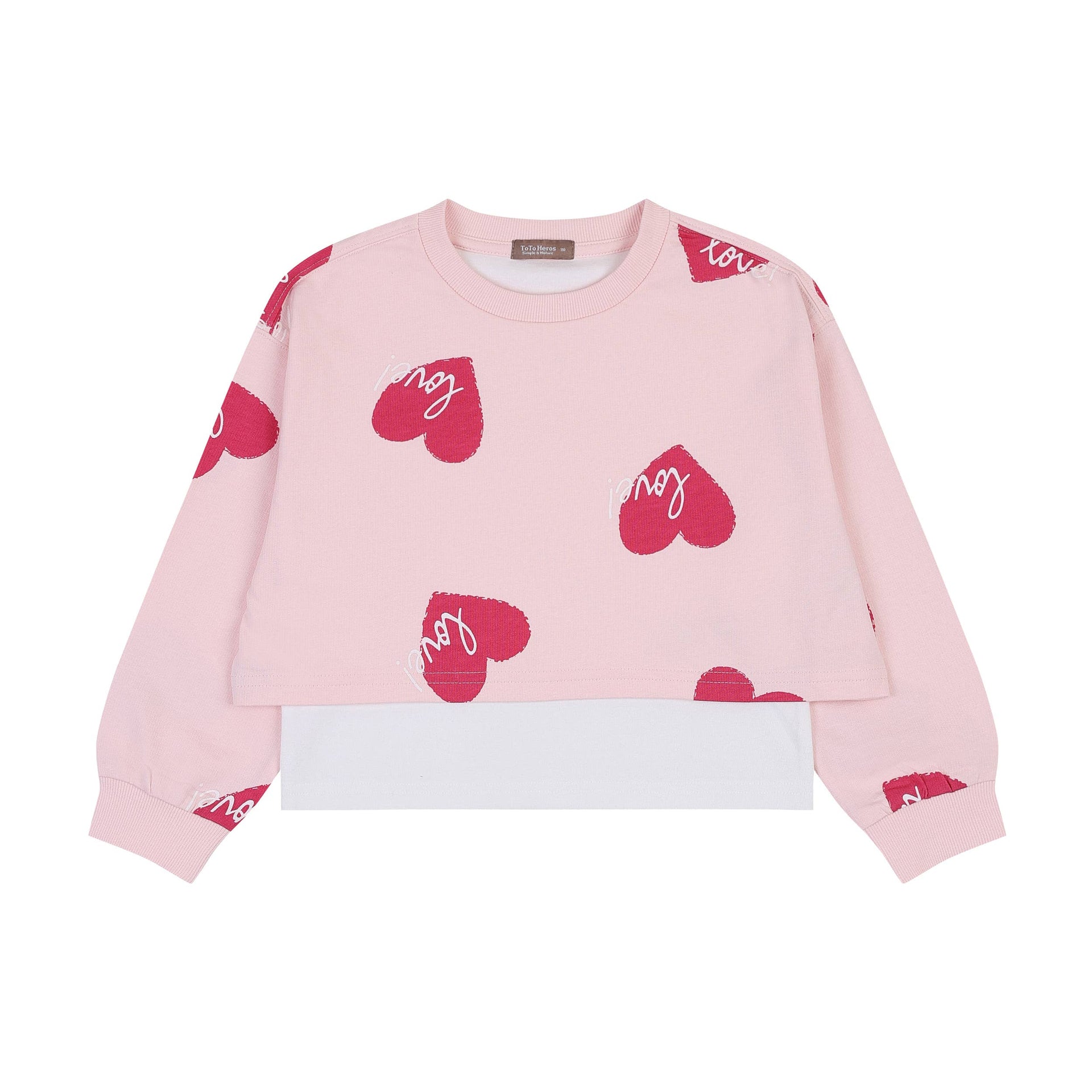 Heart Print Cropped Sweatshirt-Sweatshirt - Kids-ToTo Heros-ToTo Heros l Premium Children's Clothing