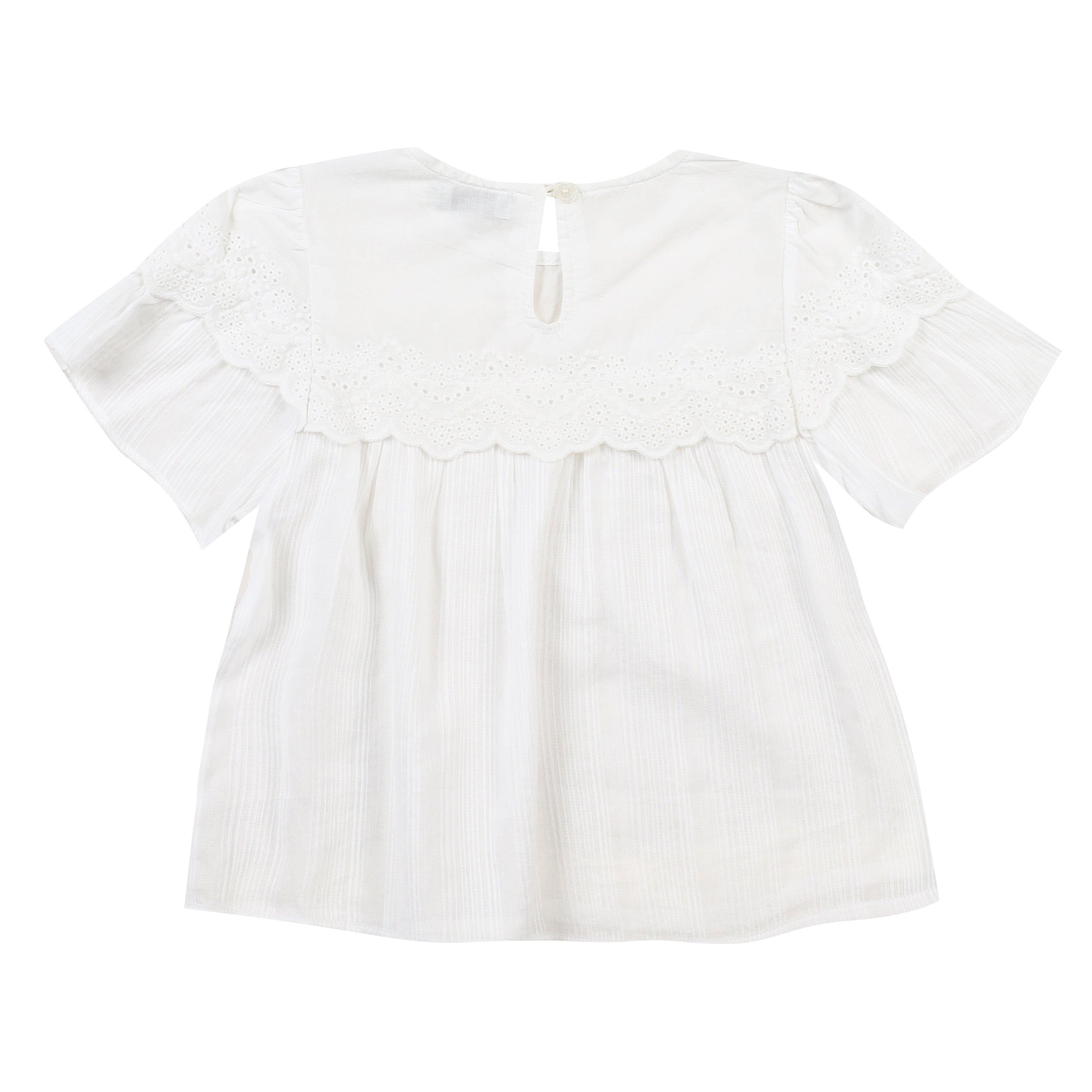 Heidi Round Neck Eyelet Detail Short Sleeve Blouse-Blouse - Kids-ToTo Heros-