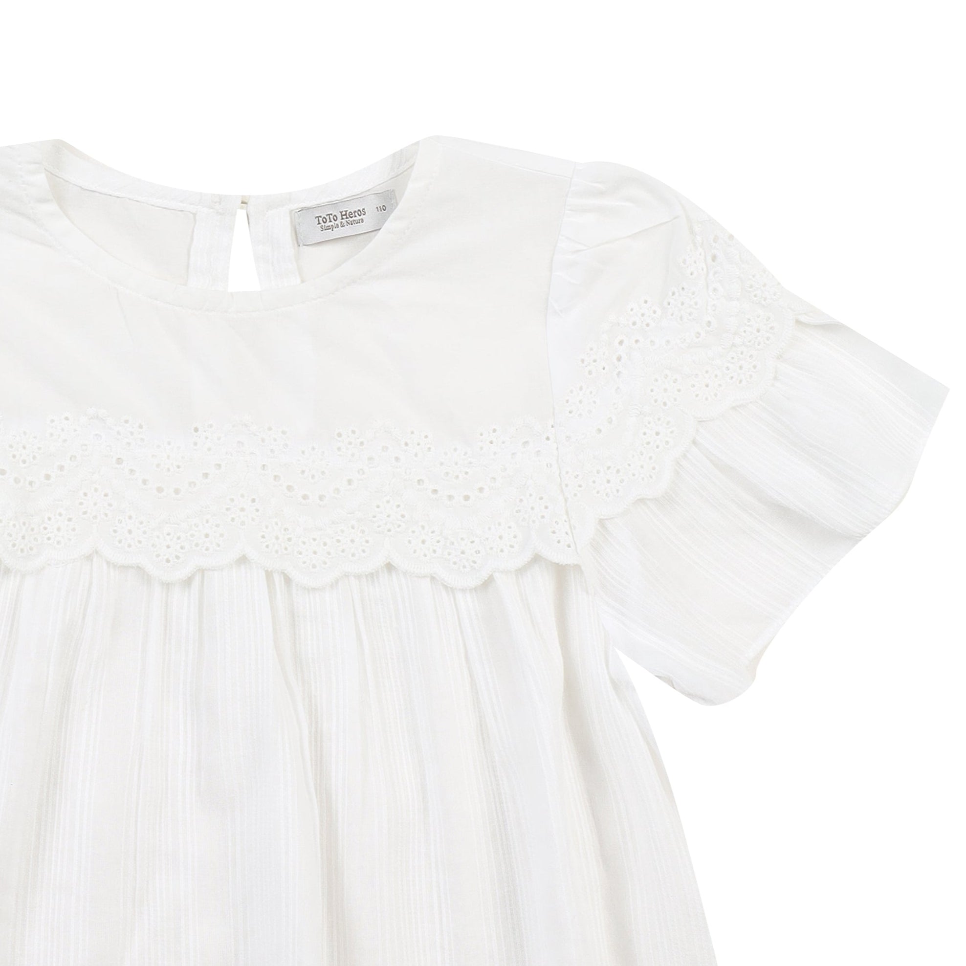 Heidi Round Neck Eyelet Detail Short Sleeve Blouse-Blouse - Kids-ToTo Heros-