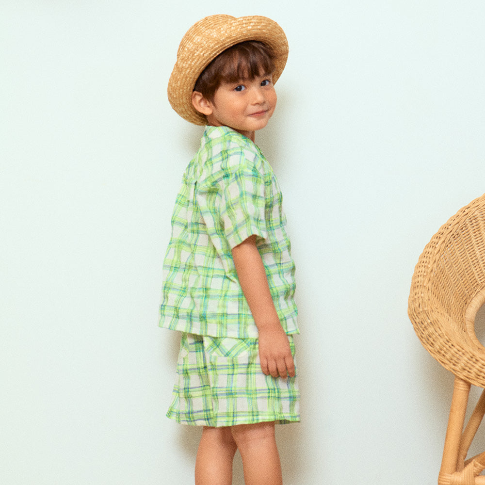 Holland Textured-Checkered Short Sleeve Top & Shorts Set-Top & Skirt Set - Kids-ToTo Heros-