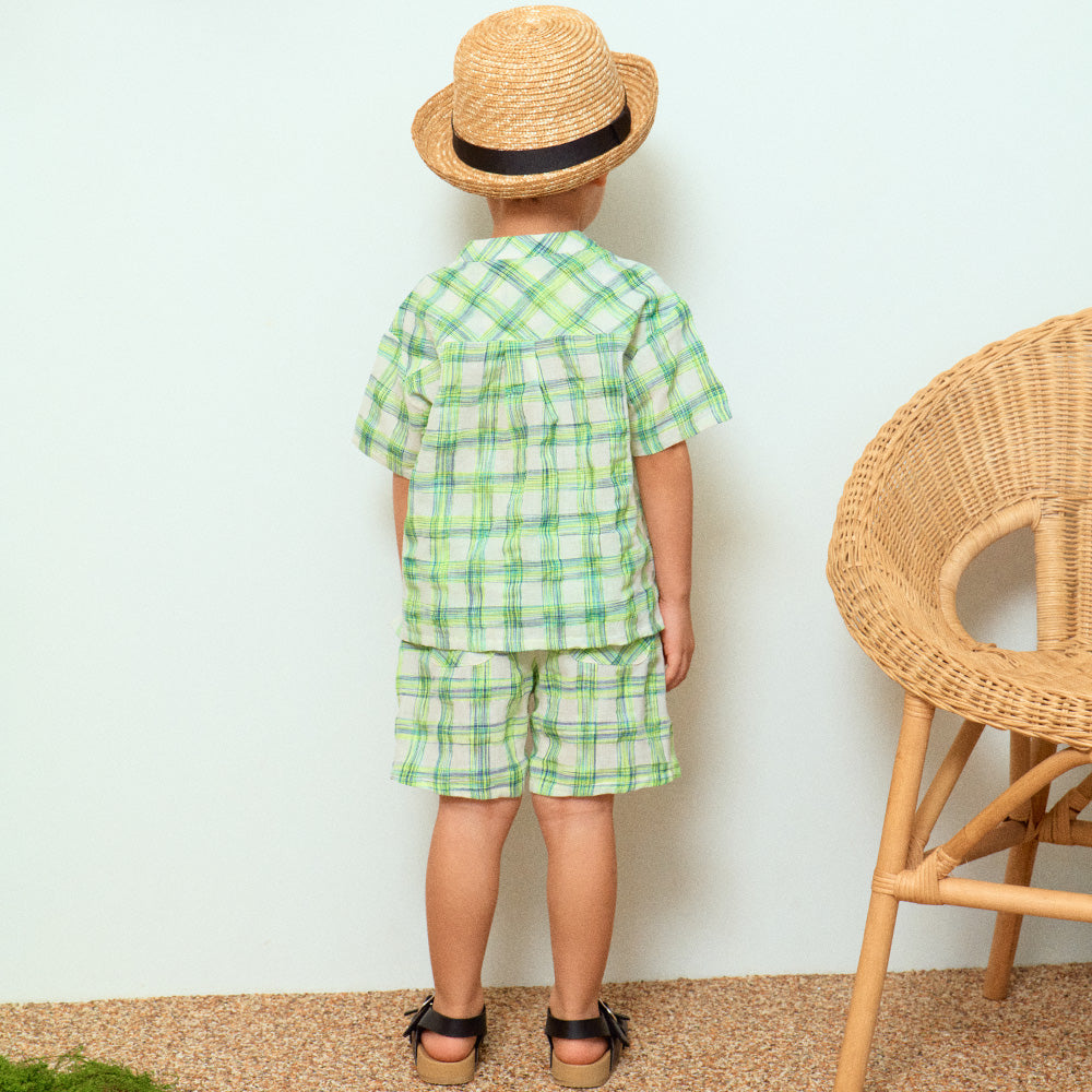 Holland Textured-Checkered Short Sleeve Top & Shorts Set-Top & Skirt Set - Kids-ToTo Heros-
