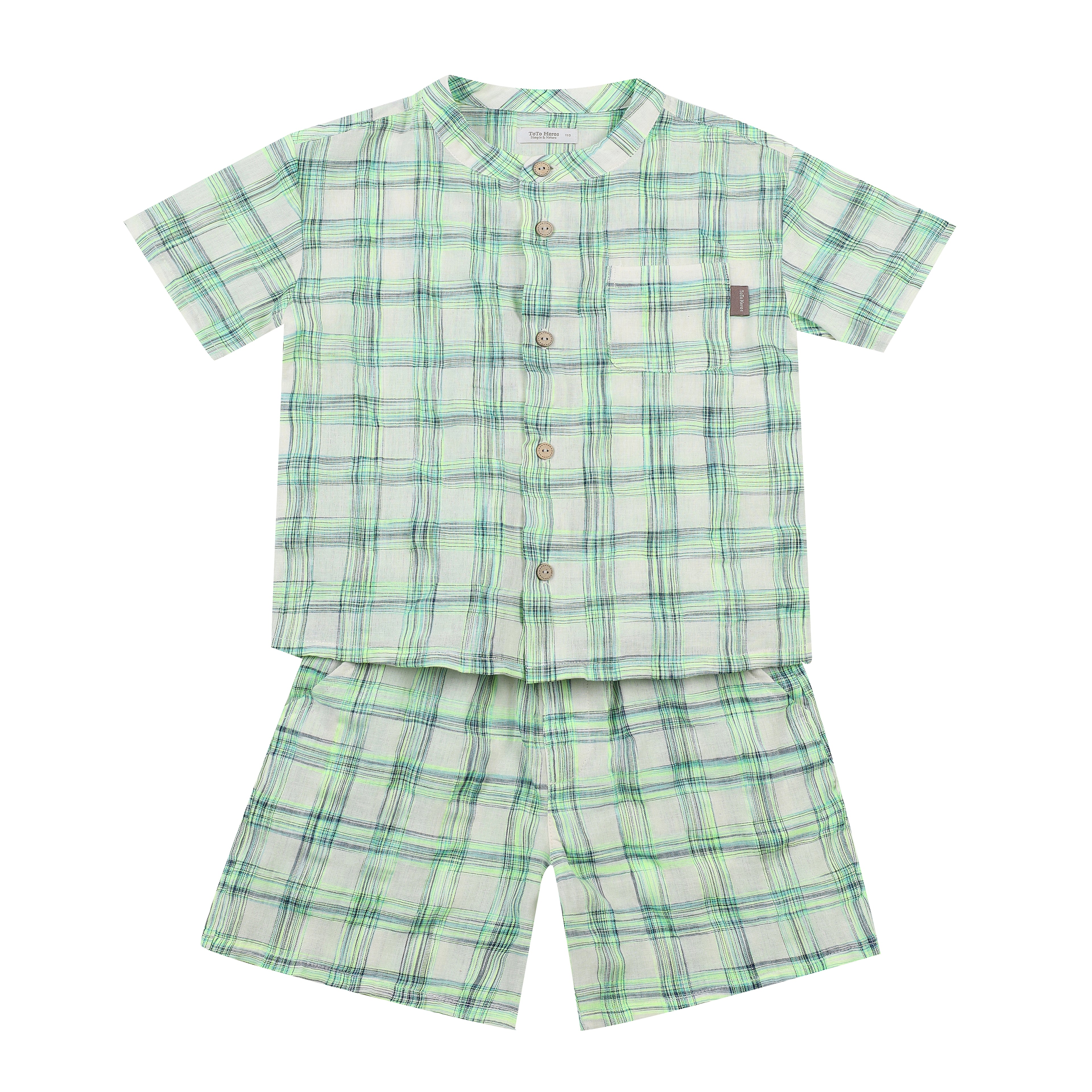 Holland Textured-Checkered Short Sleeve Top & Shorts Set-Top & Skirt Set - Kids-ToTo Heros-