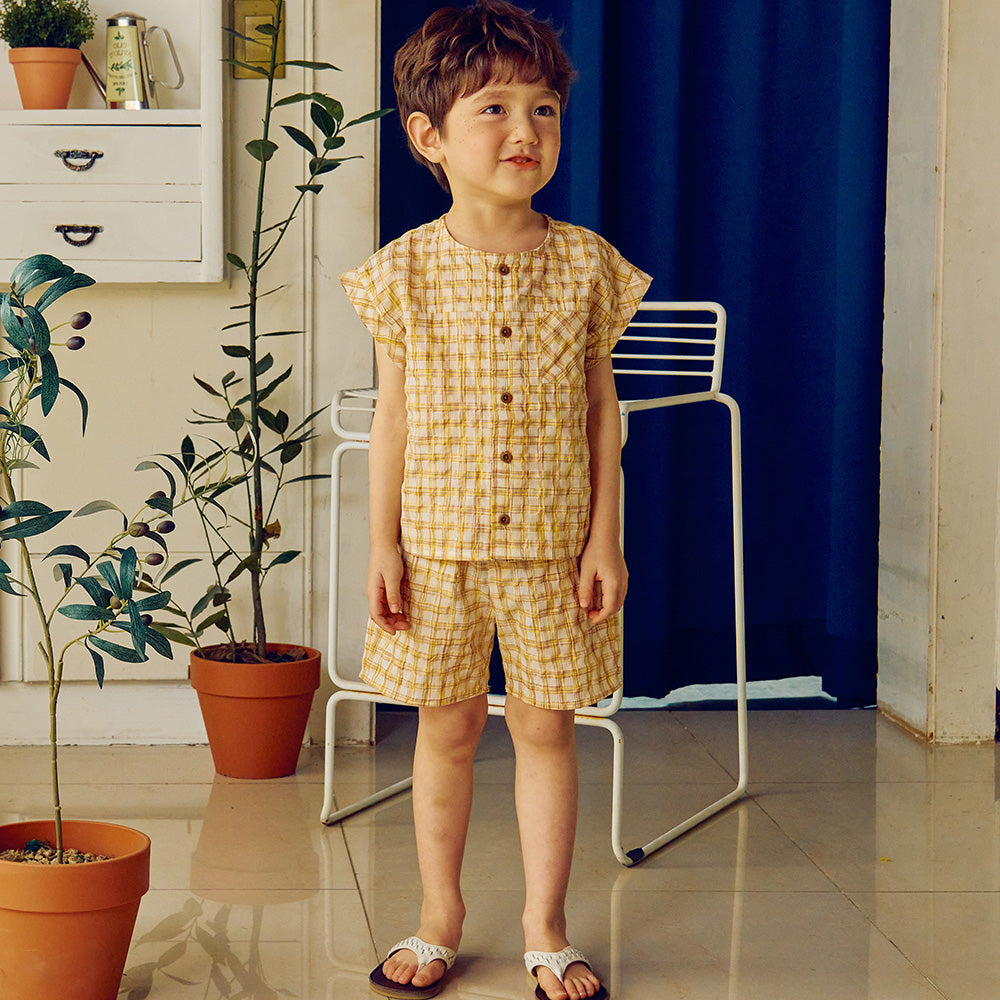 Holland Textured-Checkered Sleeveless Top & Shorts Set-Top & Skirt Set - Kids-ToTo Heros-