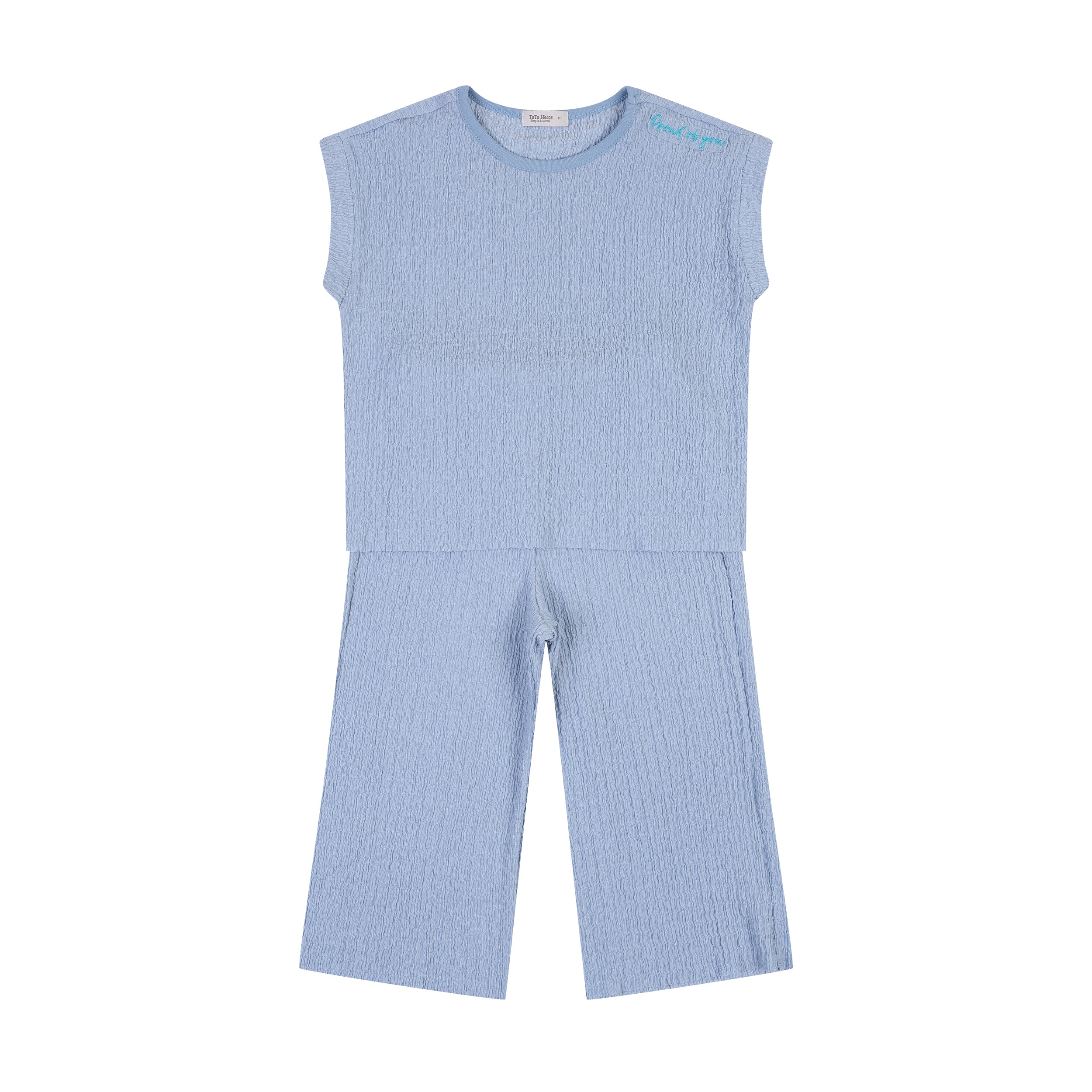Iris Pleated Tank Top & Pants Set-Top & Skirt Set - Kids-ToTo Heros-Grey Blue-XXS-
