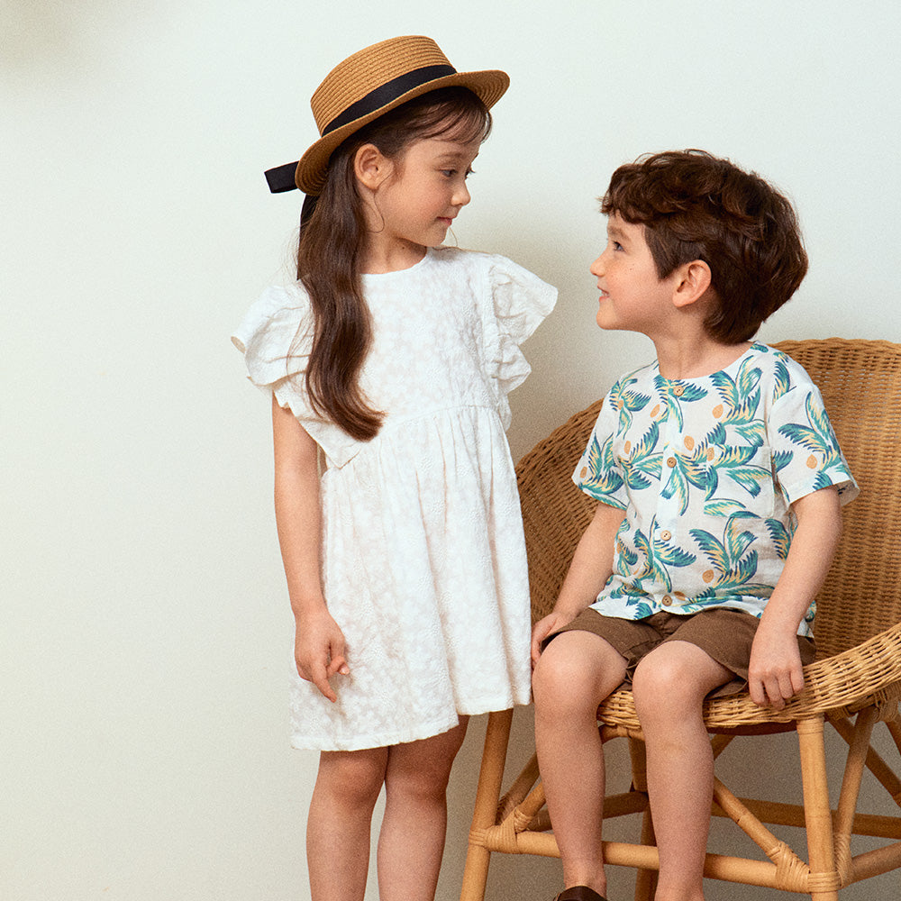 Jane Round Neck Ruffled Angel Sleeve Lace Dress-Dress - Kids-ToTo Heros-