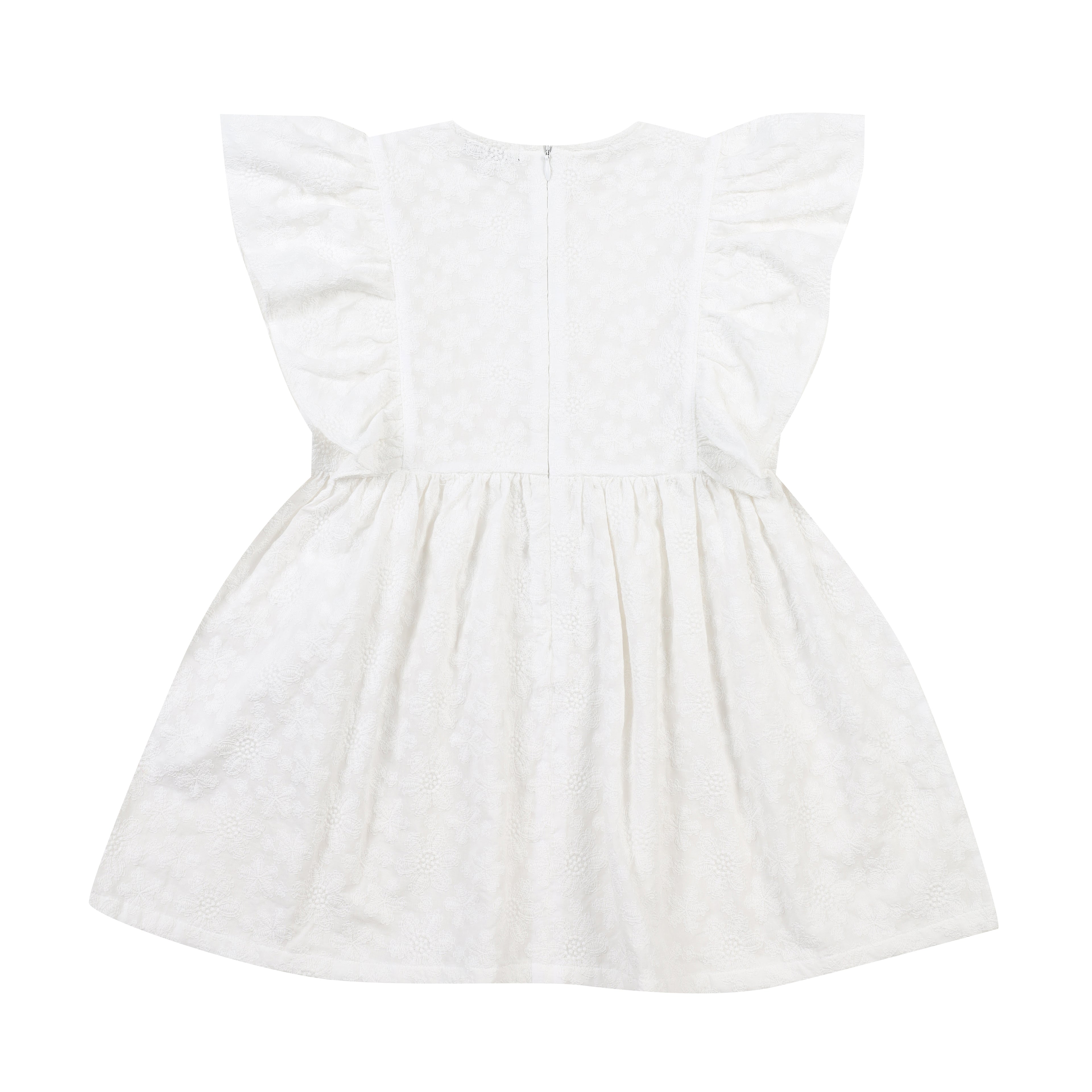 Jane Round Neck Ruffled Angel Sleeve Lace Dress-Dress - Kids-ToTo Heros-