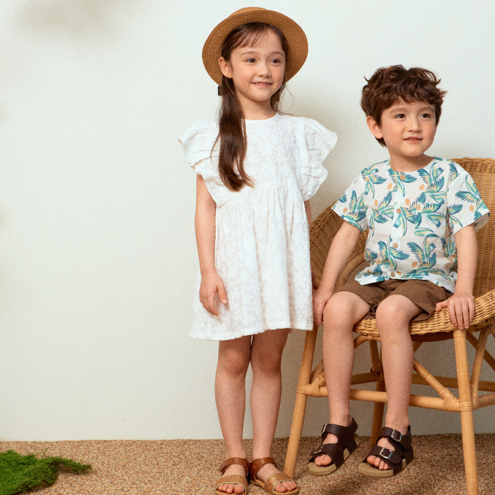 Jane Round Neck Ruffled Angel Sleeve Lace Dress-Dress - Kids-ToTo Heros-
