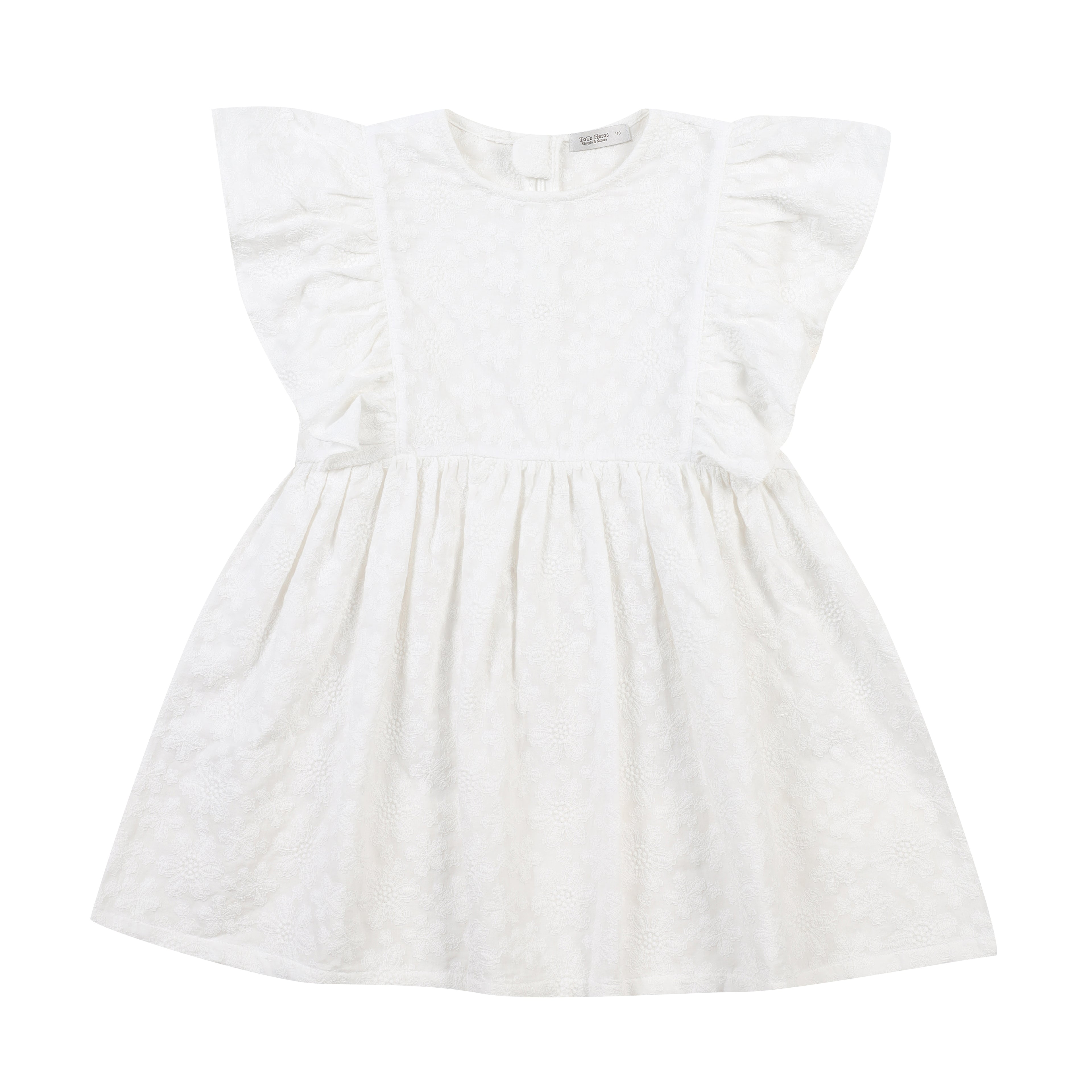 Jane Round Neck Ruffled Angel Sleeve Lace Dress-Dress - Kids-ToTo Heros-