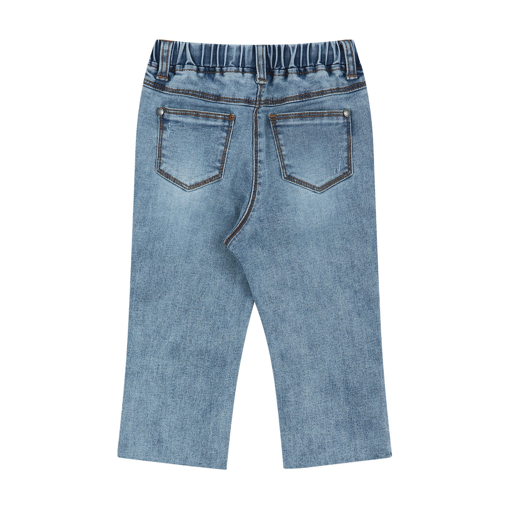 Jenna Stretchy Pull-On Raw Hem Capri Straight Denim Pants-Jeans - Kids-ToTo Heros-