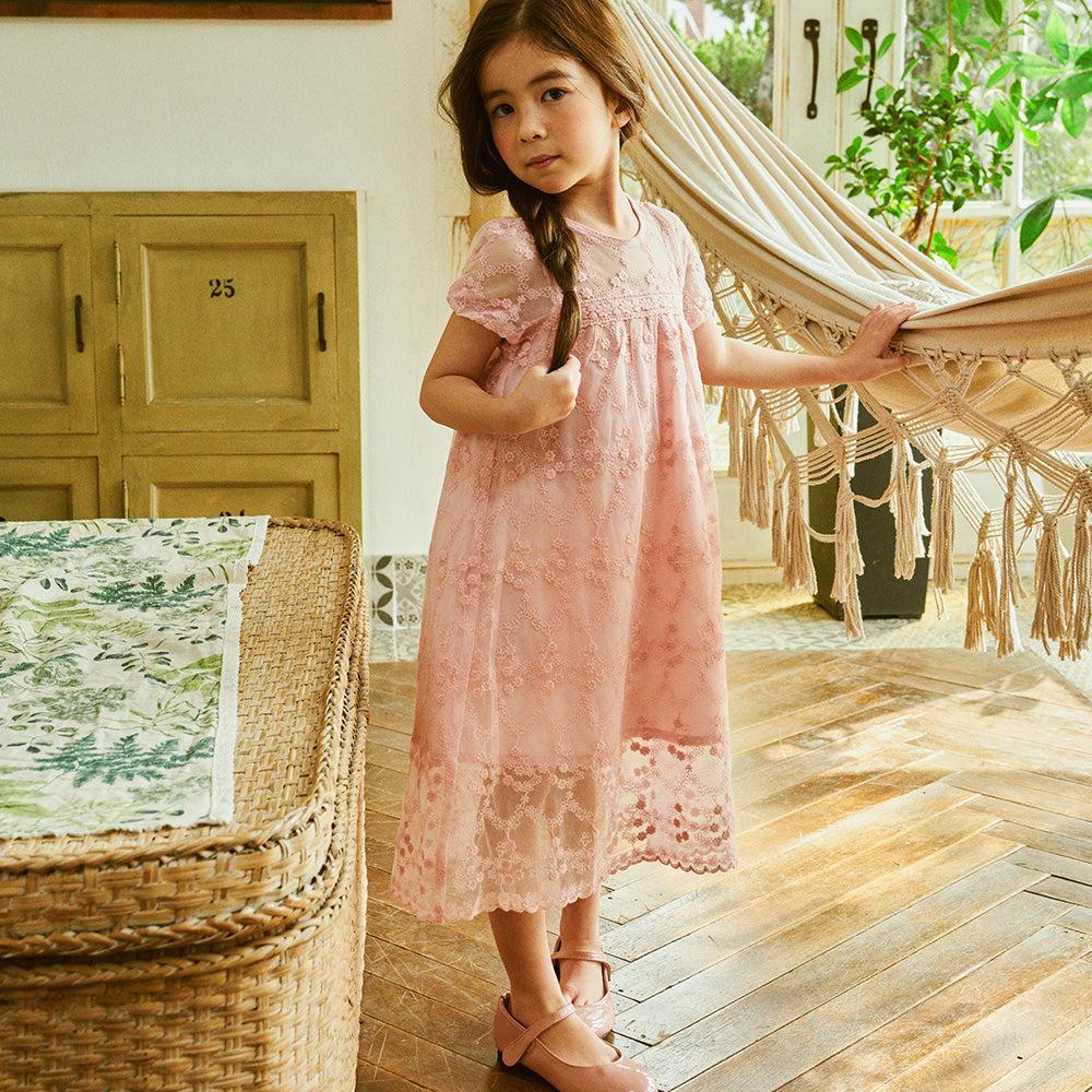 Jennie Lace Sha Overlay Princess Maxi Dress-Dress - Kids-ToTo Heros-